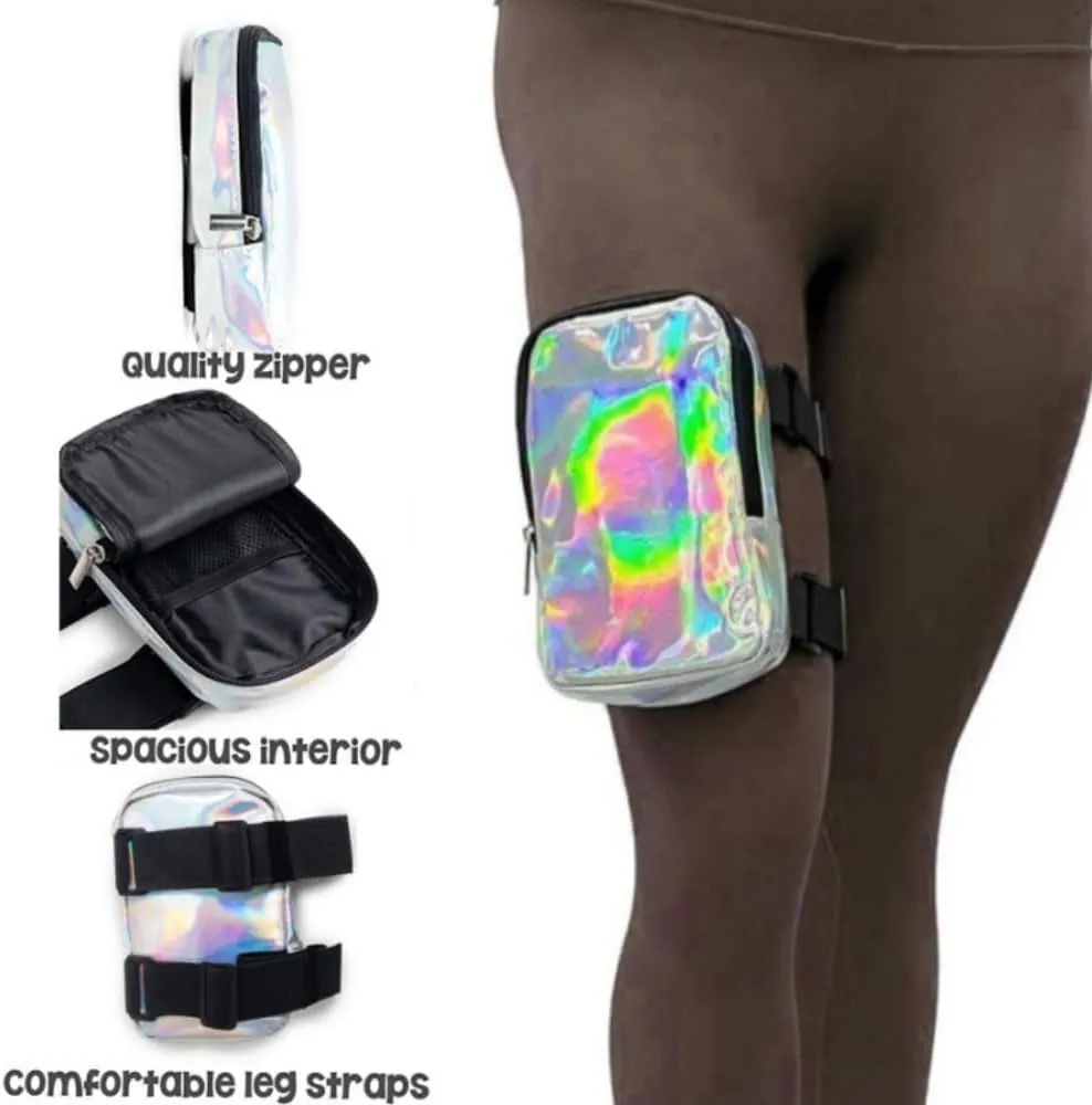 Holographic Thigh Bag Waist Pack with Adjustable Straps, Colourful Leg Bag for Women Thigh Bag for Outdoor Hiking Travel Sport Use (purple)