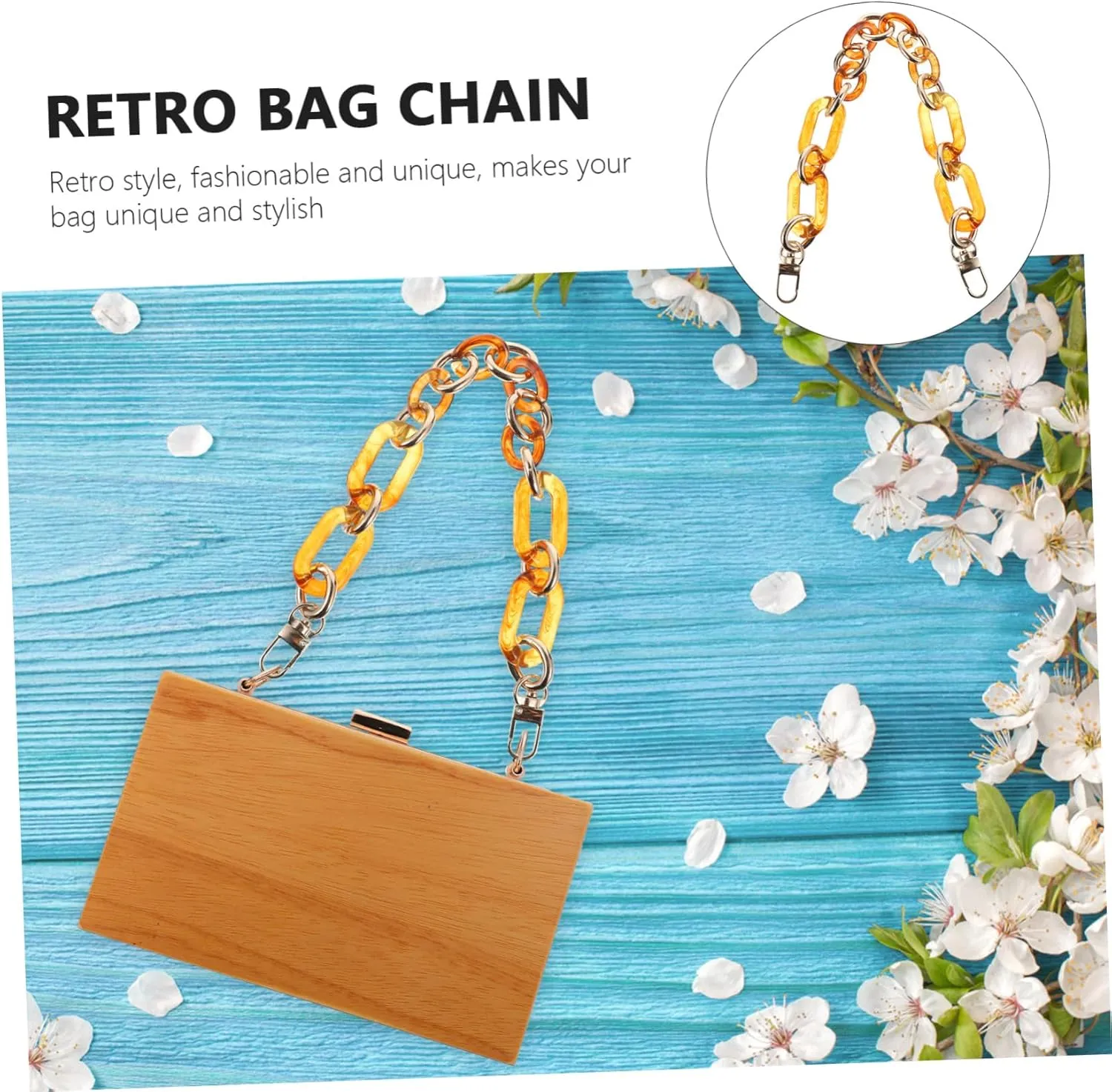 Homoyoyo Unique Purse Chain Resin Retro Style Bag Accessory DIY Handbag Chain Versatile and Easy to Install
