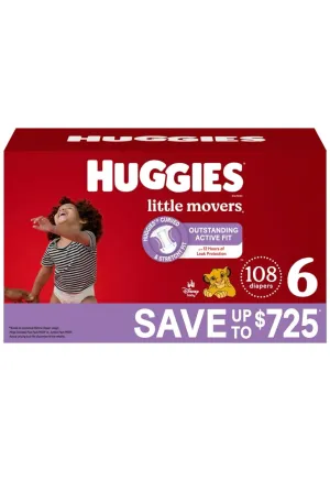 Huggies Little Movers Perfect Fitting Diapers Size 6 (108 Count)