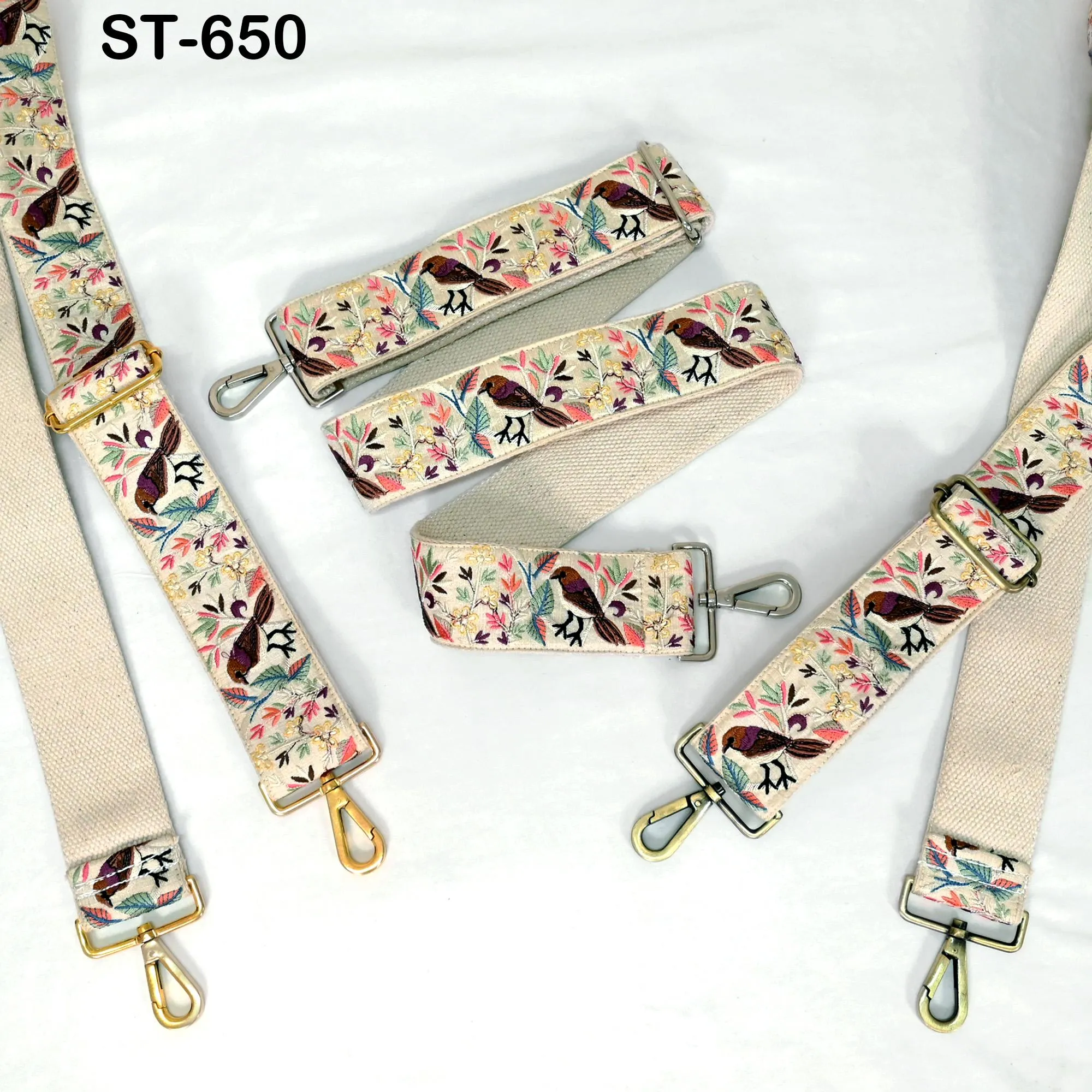 Ivory Embroidery Replacement Purse Strap Crossbody Strap for Purses Embroidered Boho Bag Strap Boho Guitar Strap Handbag Strap Gift for her