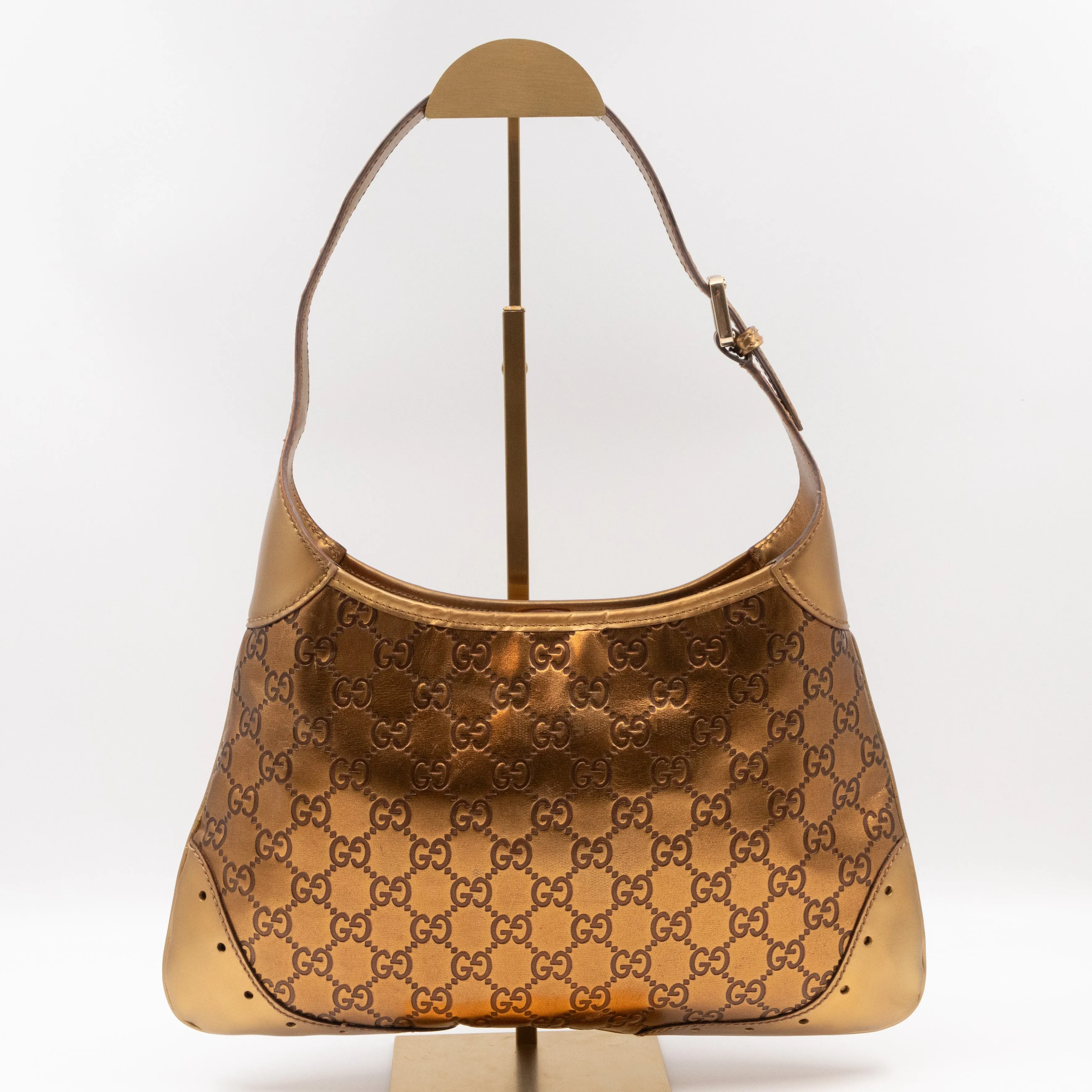 Jackie Small Hobo Bag Metallic Bronze Leather