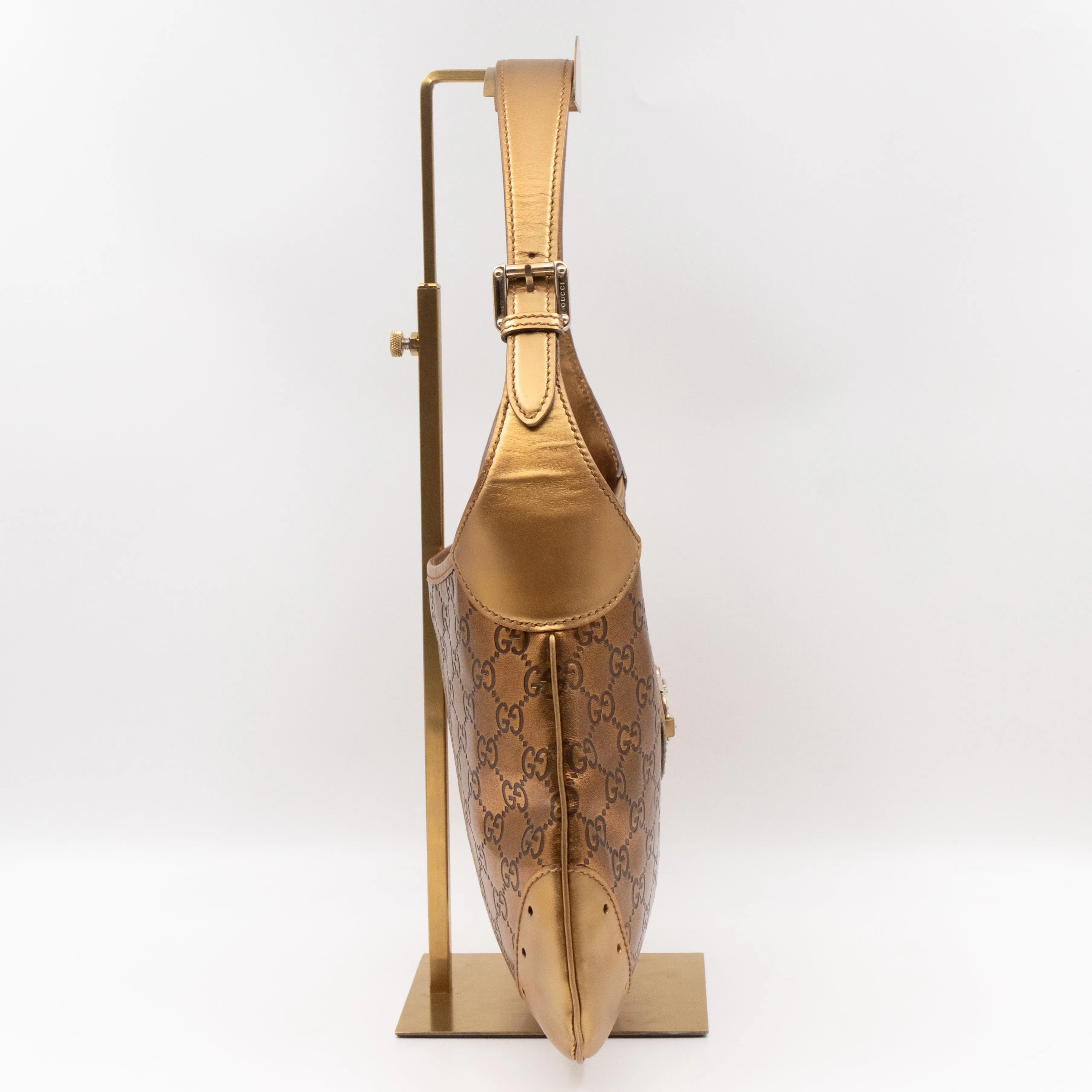 Jackie Small Hobo Bag Metallic Bronze Leather
