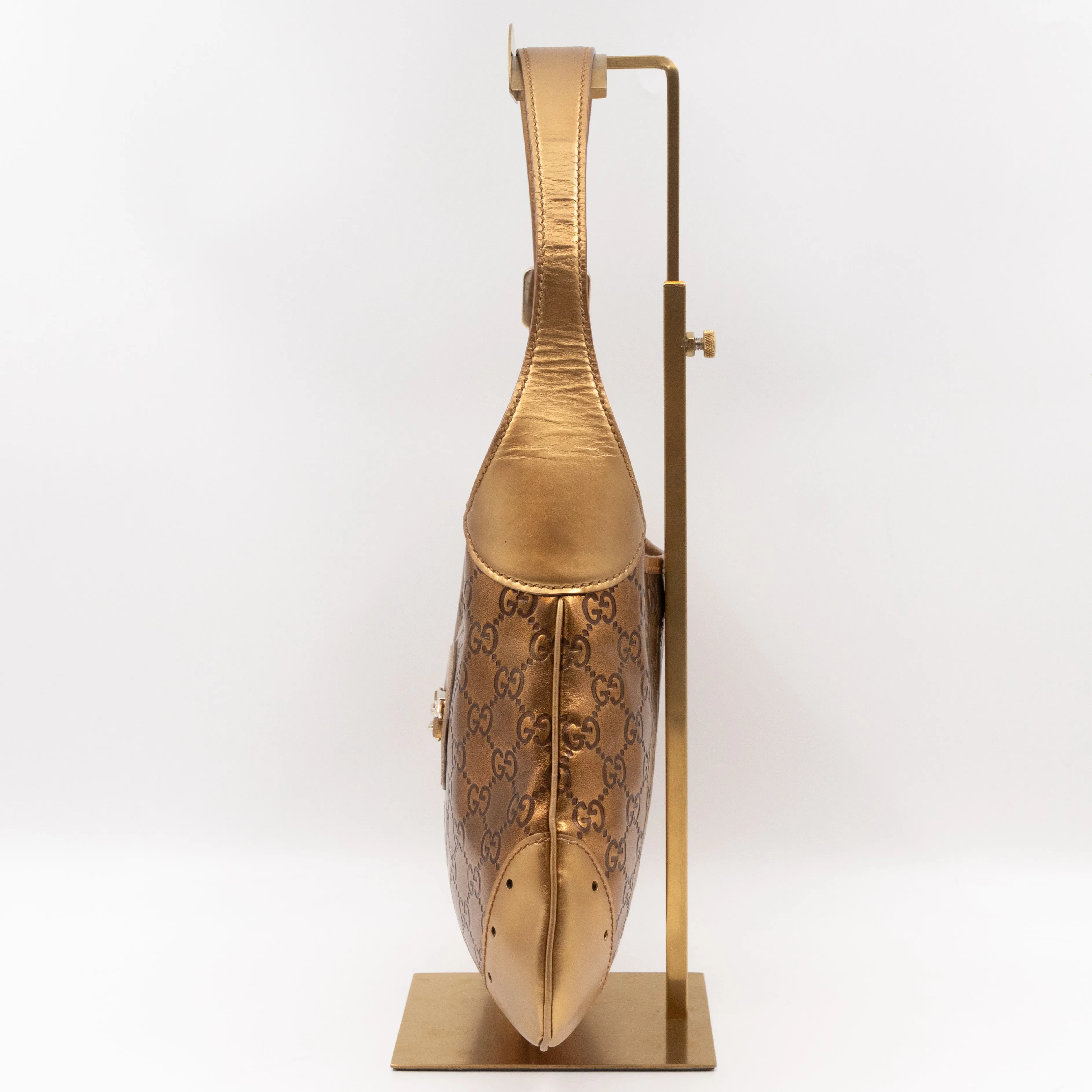 Jackie Small Hobo Bag Metallic Bronze Leather