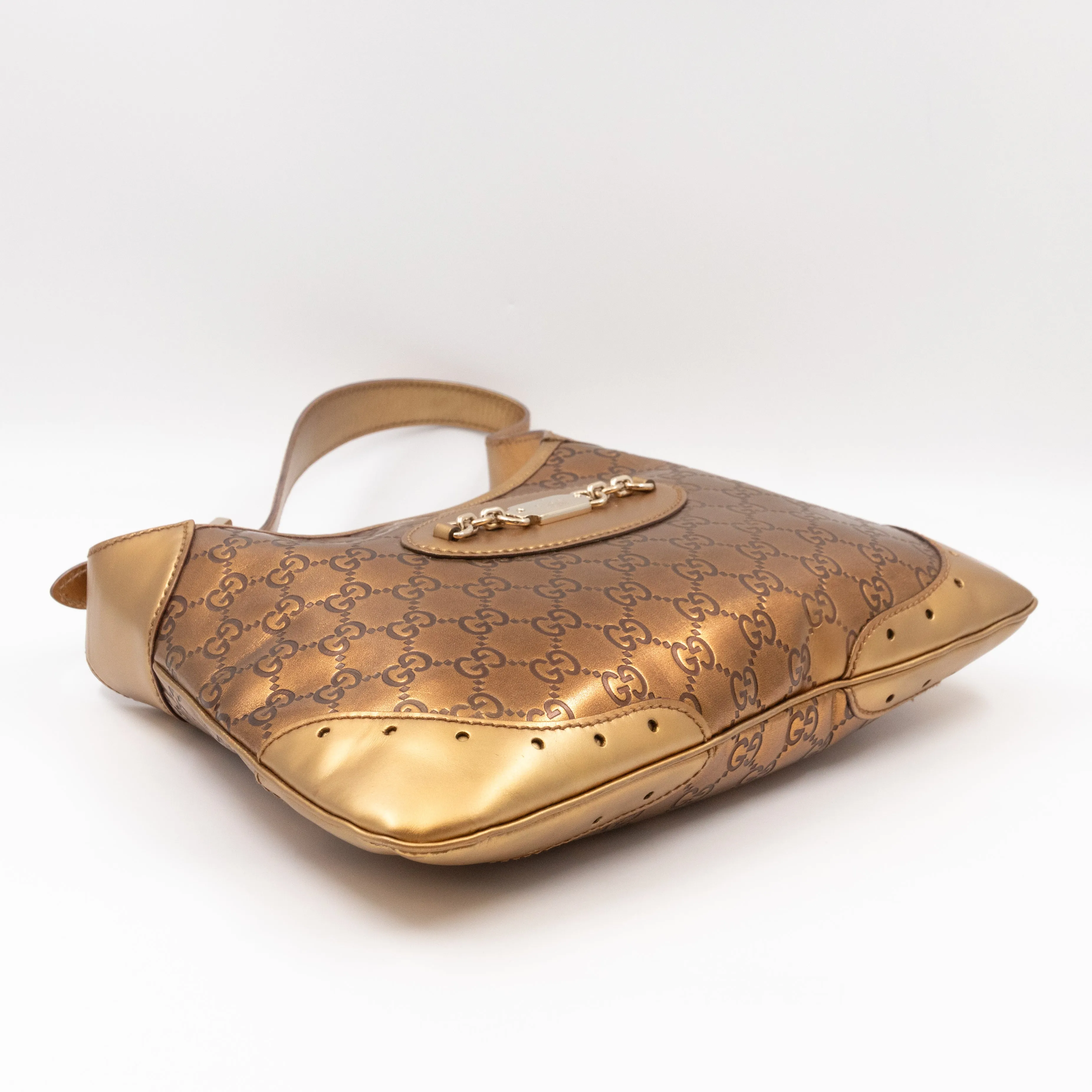 Jackie Small Hobo Bag Metallic Bronze Leather