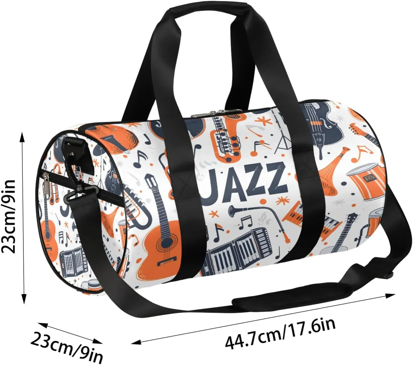 Jazz Musical Instrument Travel Duffle Bag Gym Bag for Women Men Lightweight Carry on Duffel Bag for Sports Gyms Weekend Getaway