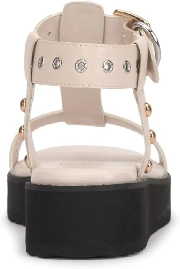 Jessica Simpson Womens Janer Faux Leather Open Toe Flatform Sandals