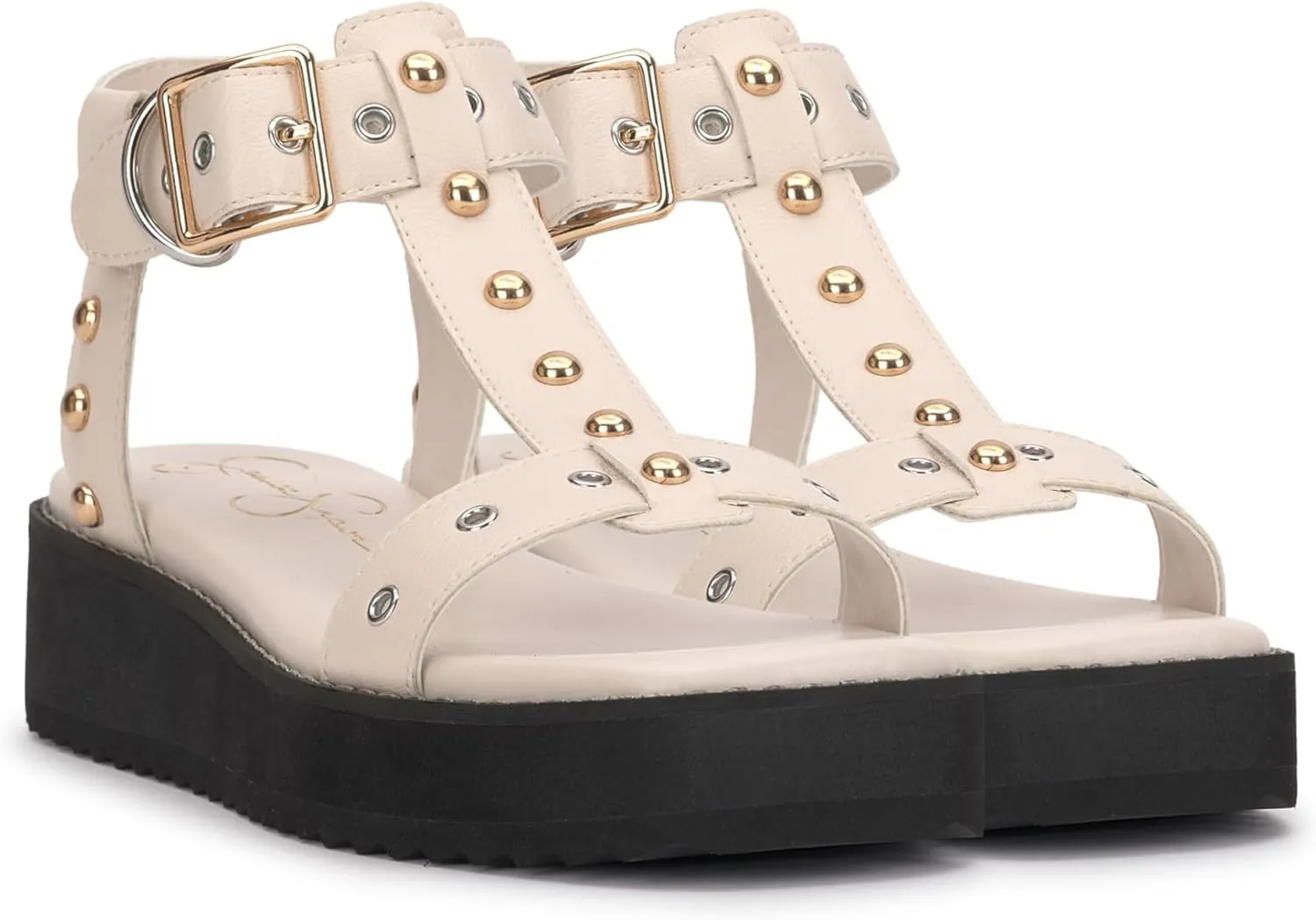 Jessica Simpson Womens Janer Faux Leather Open Toe Flatform Sandals