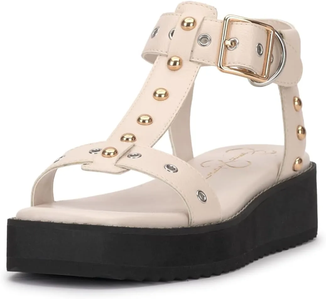 Jessica Simpson Womens Janer Faux Leather Open Toe Flatform Sandals