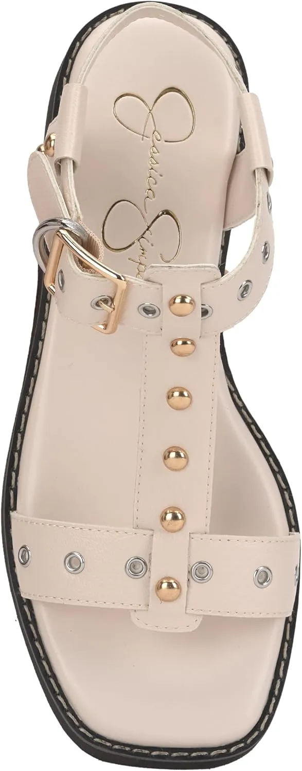 Jessica Simpson Womens Janer Faux Leather Open Toe Flatform Sandals
