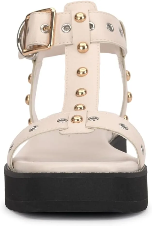Jessica Simpson Womens Janer Faux Leather Open Toe Flatform Sandals