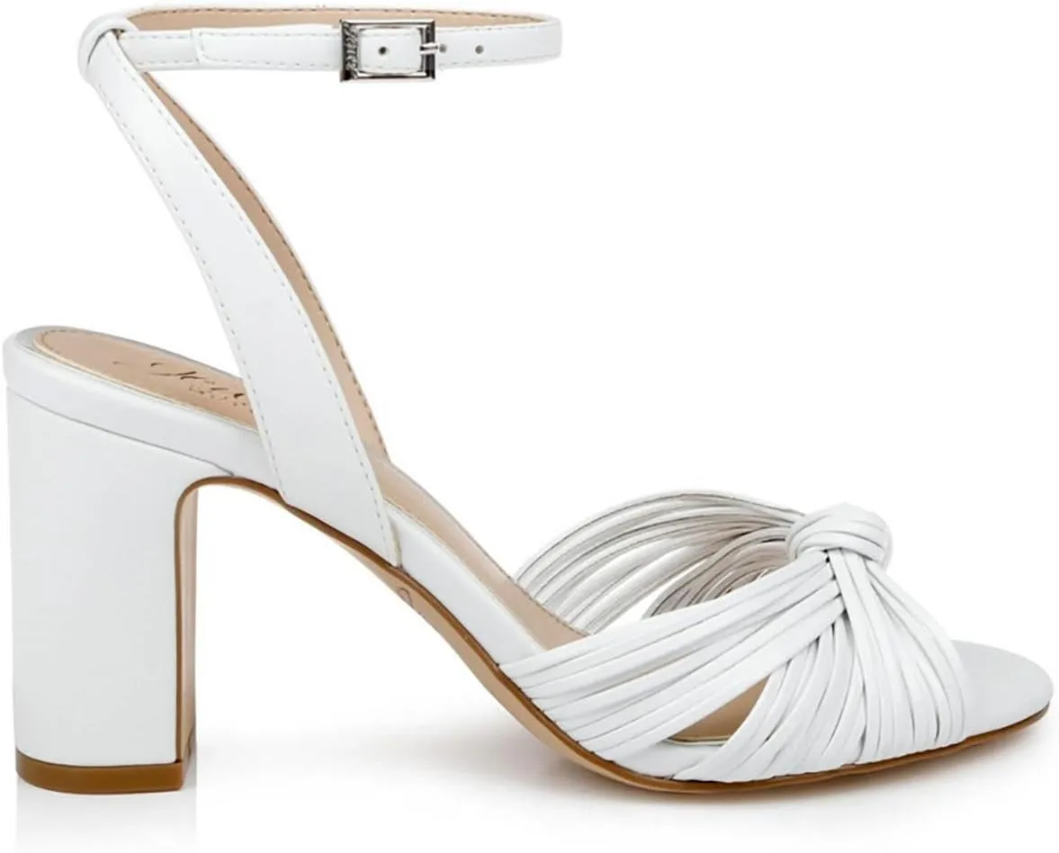 Jewel Badgley Mischka Christen Metallic Knotted Block Heel Sandal