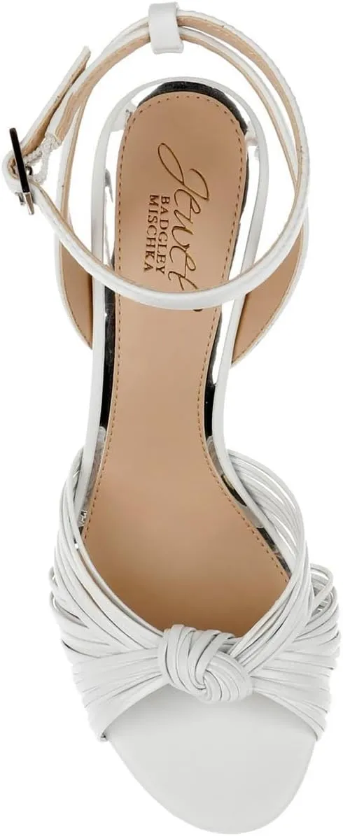 Jewel Badgley Mischka Christen Metallic Knotted Block Heel Sandal