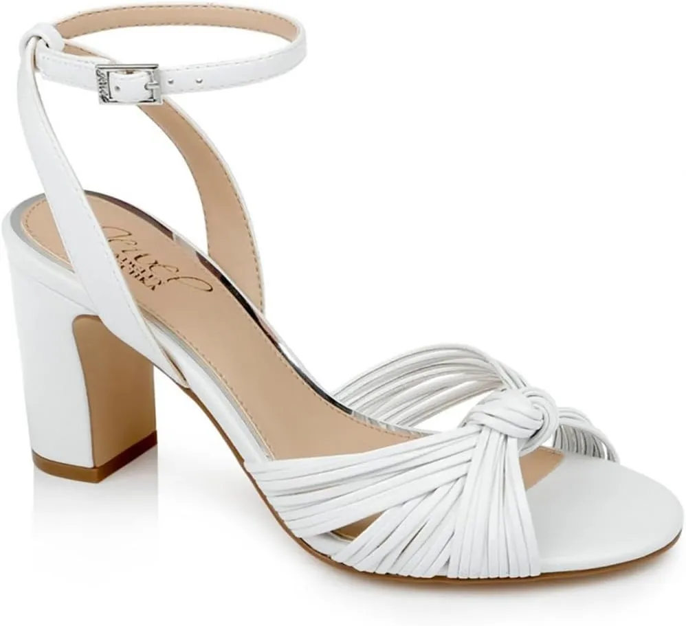 Jewel Badgley Mischka Christen Metallic Knotted Block Heel Sandal
