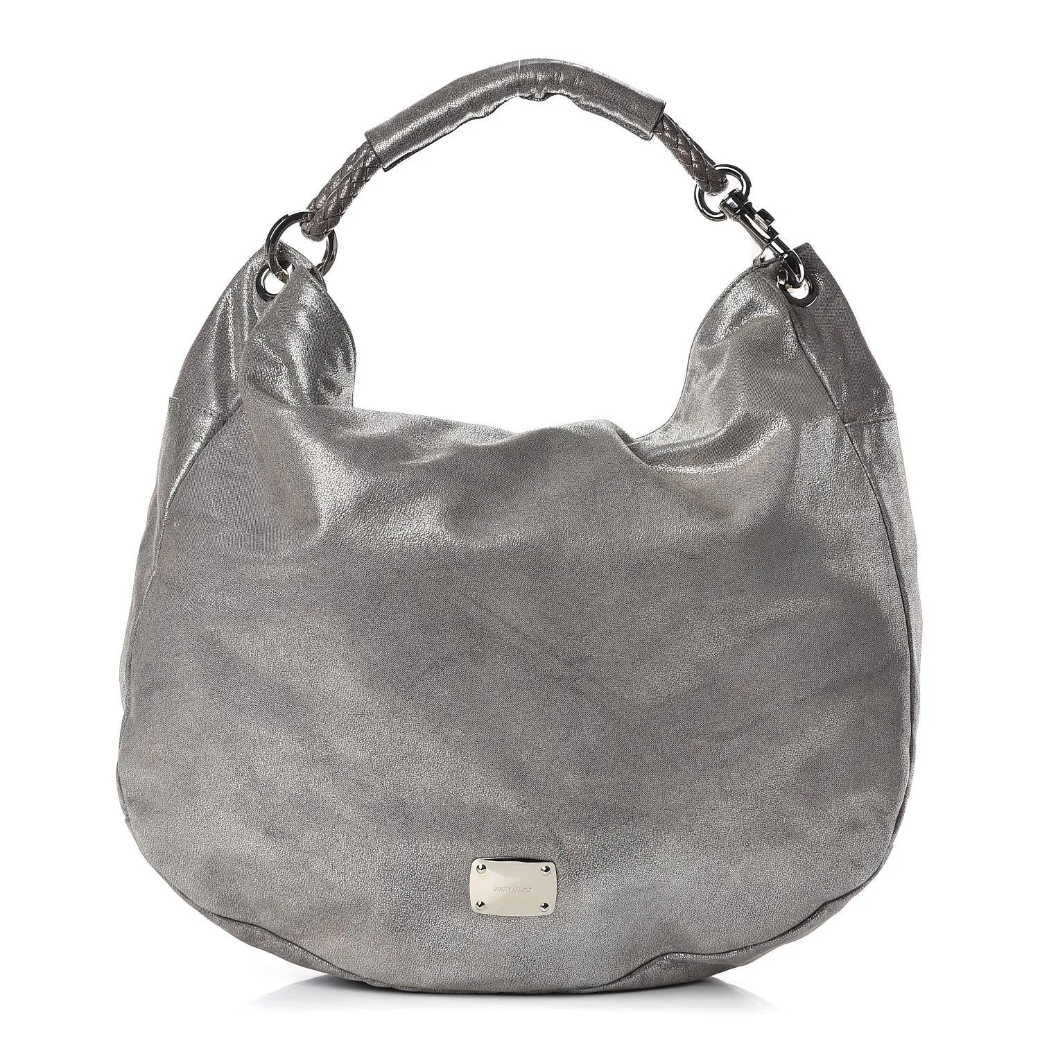 JIMMY CHOO METALLIC SUEDE SKY HOBO BAG