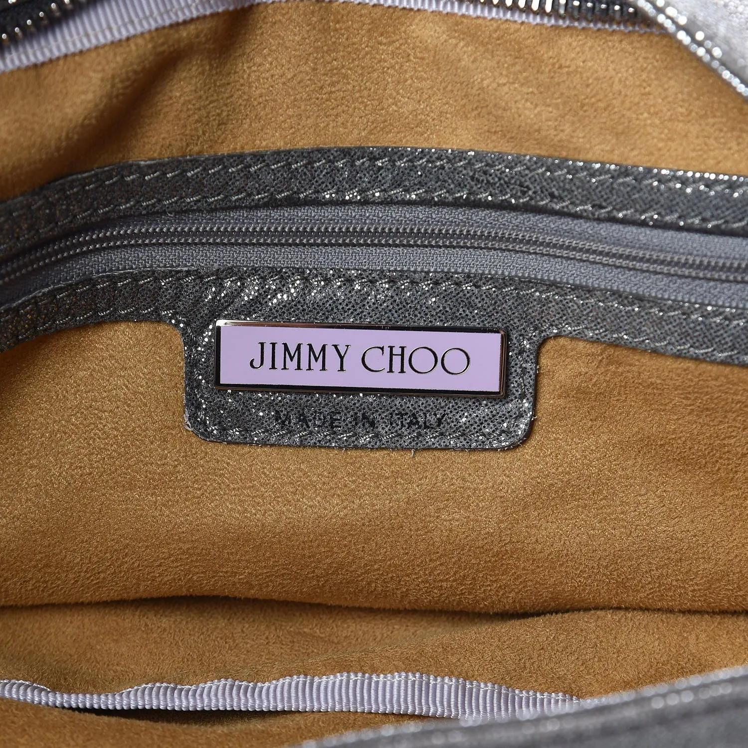 JIMMY CHOO METALLIC SUEDE SKY HOBO BAG