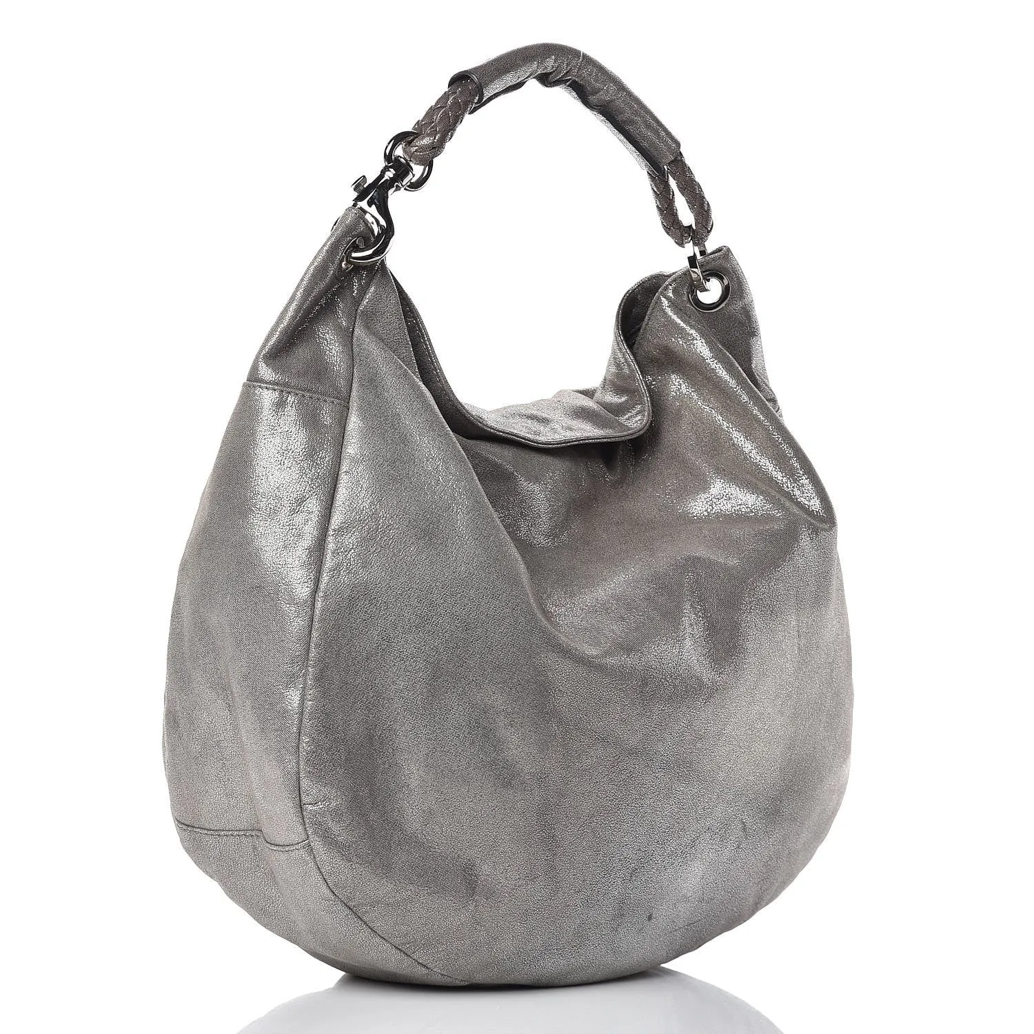 JIMMY CHOO METALLIC SUEDE SKY HOBO BAG