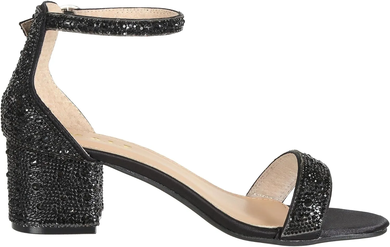 J's.o.l.e Women's Sparkly Open Toe Low Block Heel Rhinestone Dress Sandals Wedding Shoes for Bride