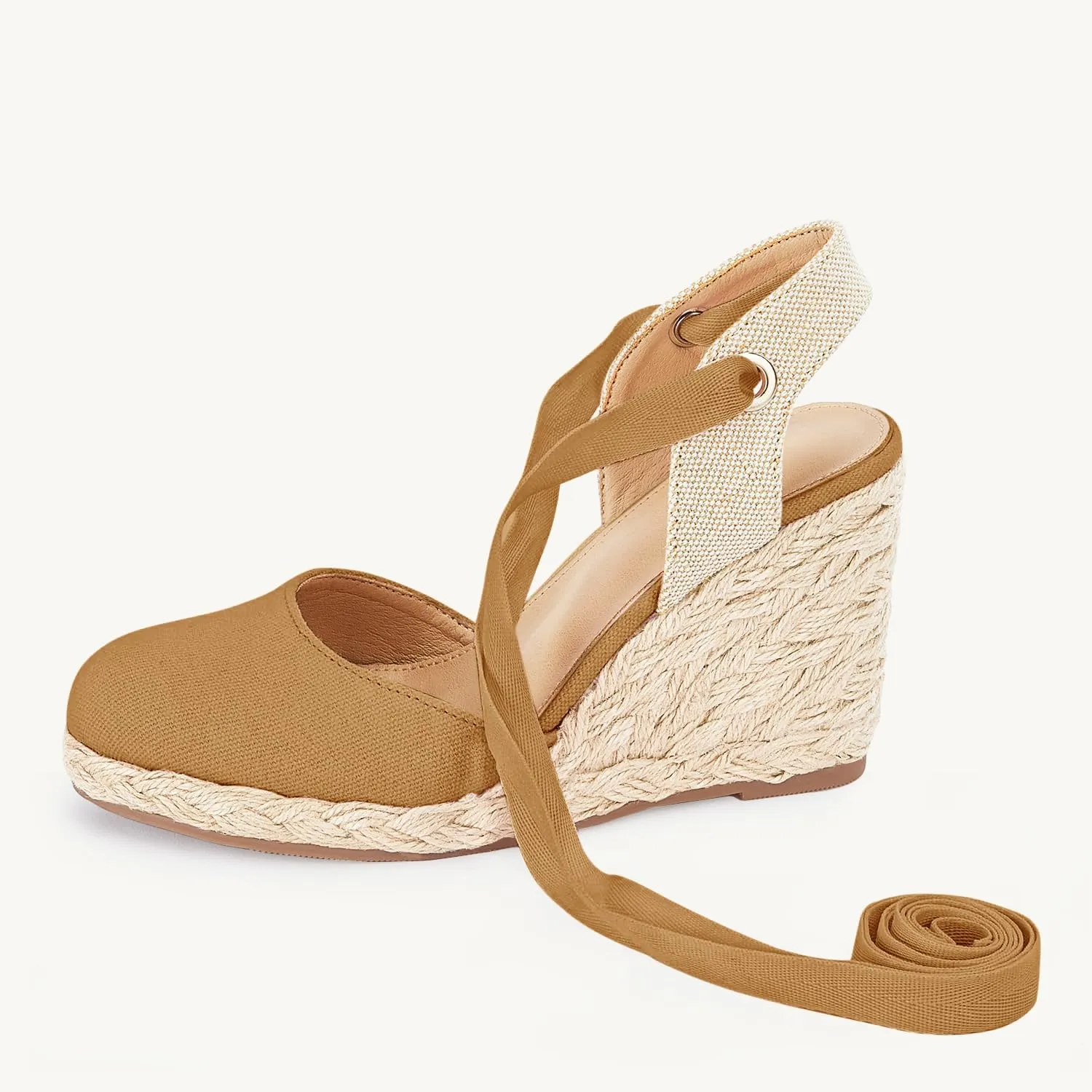 Juliet Holy Womens Lace up Espadrilles Closed Toe Wedges Sandals Strappy Slingback Platform Heels