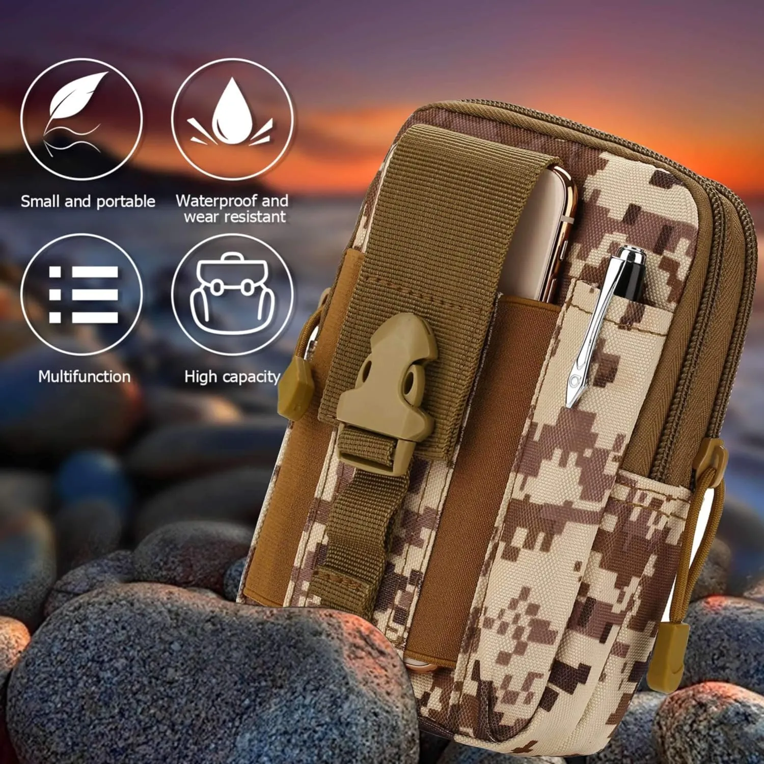 JupiterGear Tactical MOLLE Military Pouch Waist Bag for Hiking, Running and Outdoor Activities