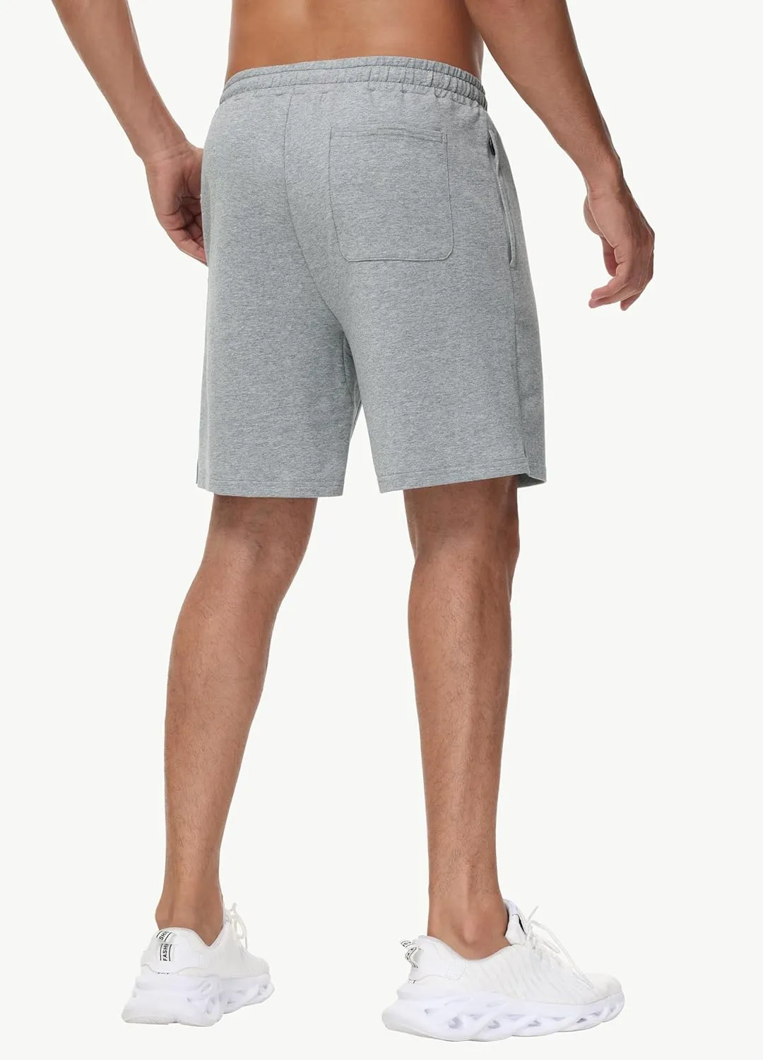 JWM Men's 7" Sweat Shorts - Cotton Above Knee Comfy Soft Casual Lounge Gym Workout Fleece Summer Shorts with Zipped Pockets