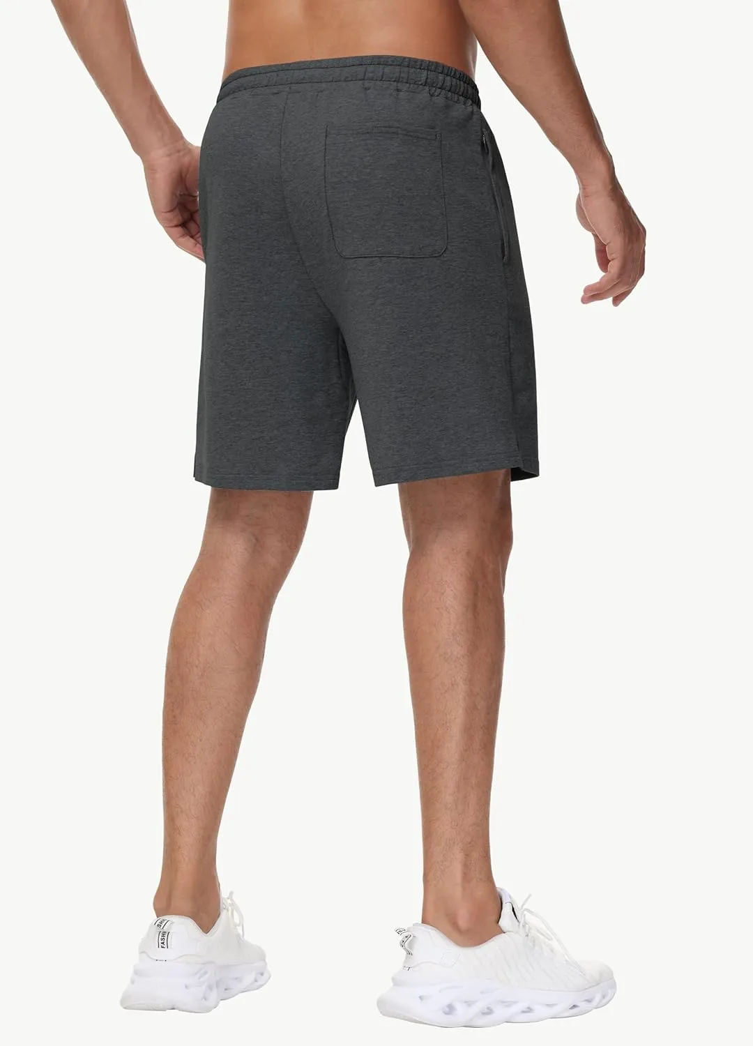 JWM Men's 7" Sweat Shorts - Cotton Above Knee Comfy Soft Casual Lounge Gym Workout Fleece Summer Shorts with Zipped Pockets