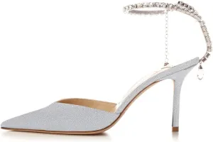 keleimusi Crystal-Embellished Ankle Strap Pumps Wedding Dress Stiletto Heels for Women