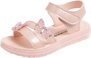 Kids Cartoon Foot Warmer Child Summer Butterfly Sandals With Diamond Fashion Little Girl Soft Bottom Princess