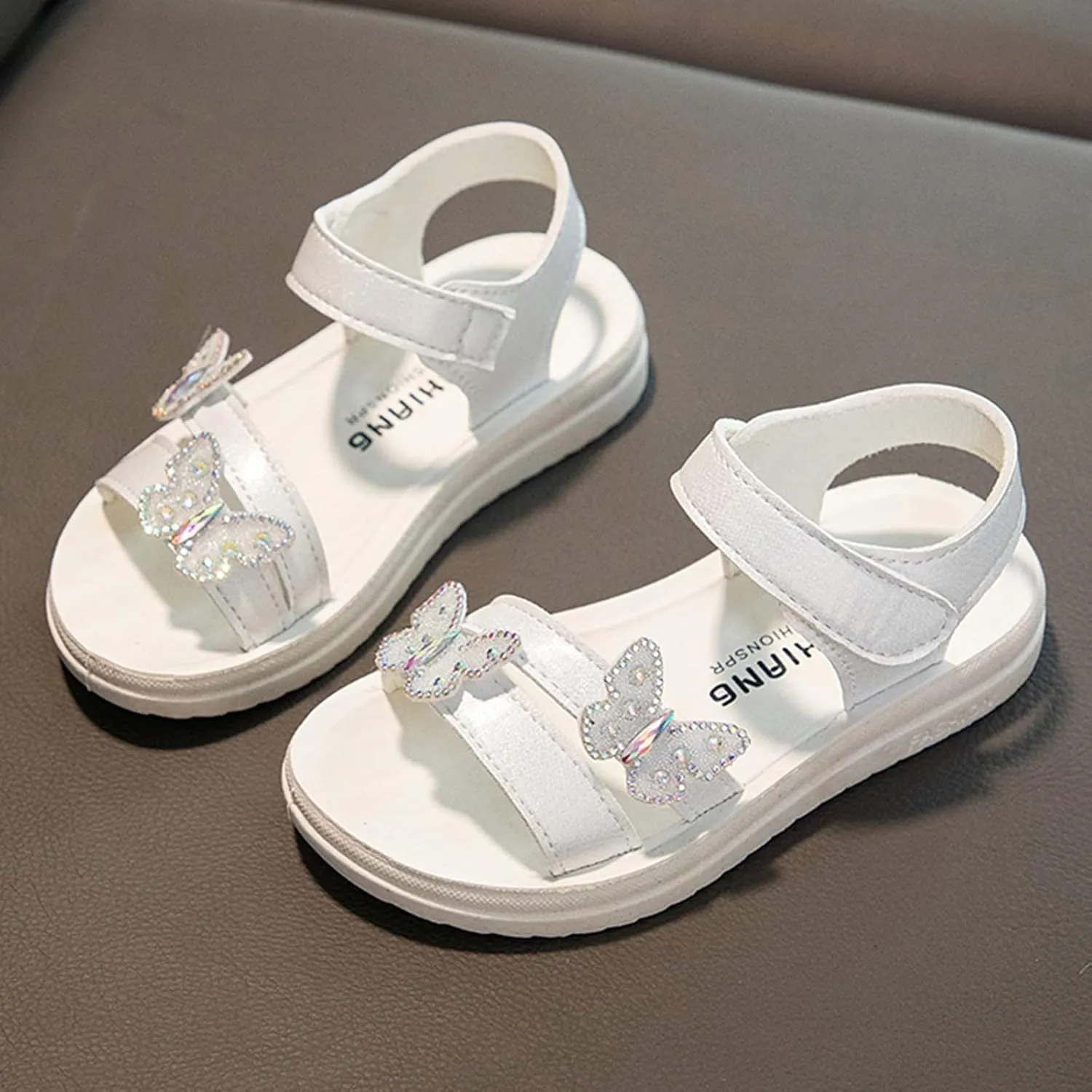 Kids Cartoon Foot Warmer Child Summer Butterfly Sandals With Diamond Fashion Little Girl Soft Bottom Princess