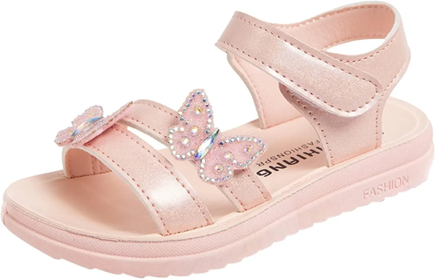 Kids Cartoon Foot Warmer Child Summer Butterfly Sandals With Diamond Fashion Little Girl Soft Bottom Princess