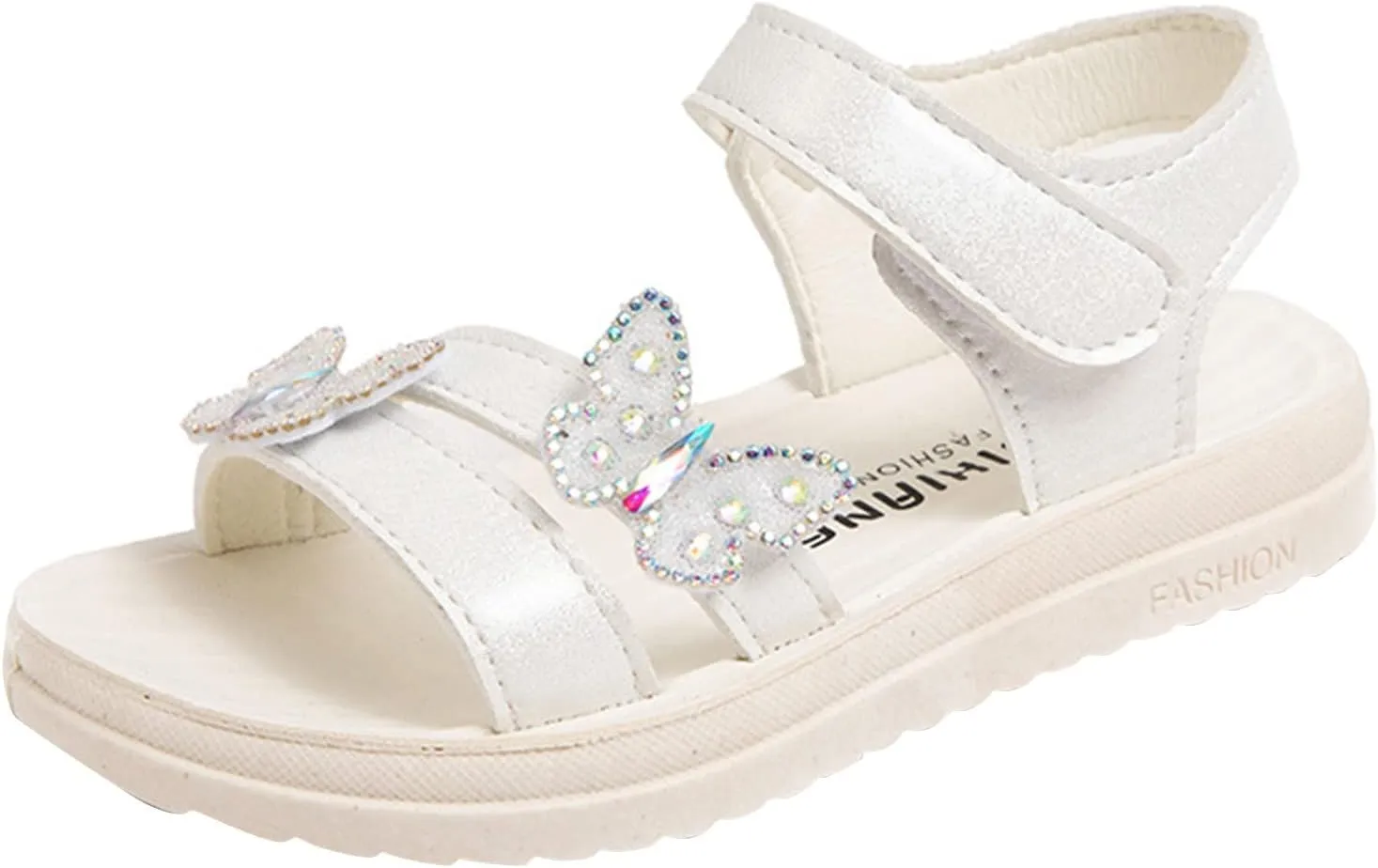 Kids Cartoon Foot Warmer Child Summer Butterfly Sandals With Diamond Fashion Little Girl Soft Bottom Princess