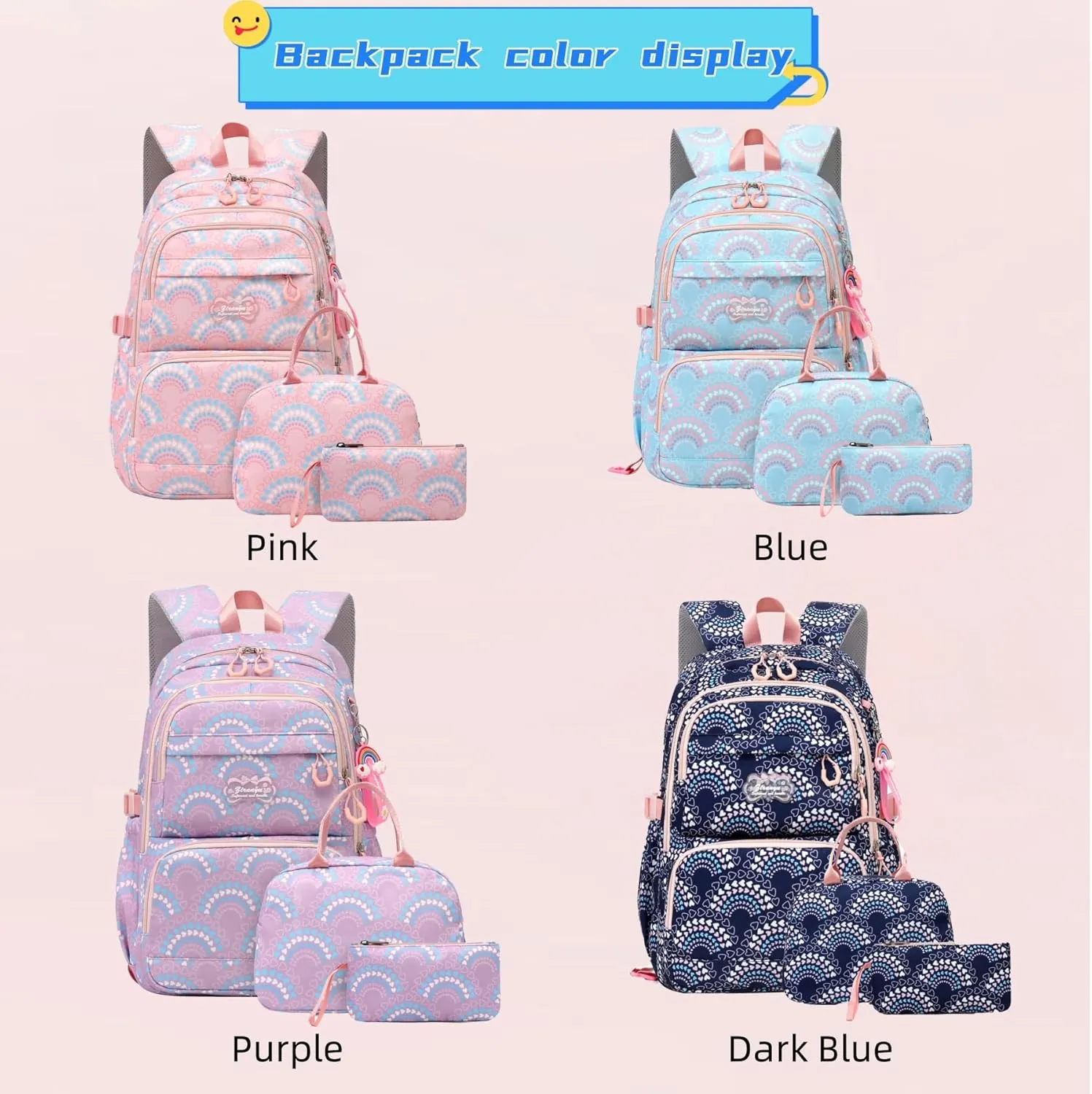 Kids Girls Backpack with Lunch Box Backpack for School Girls Backpack Lunch Box Combo