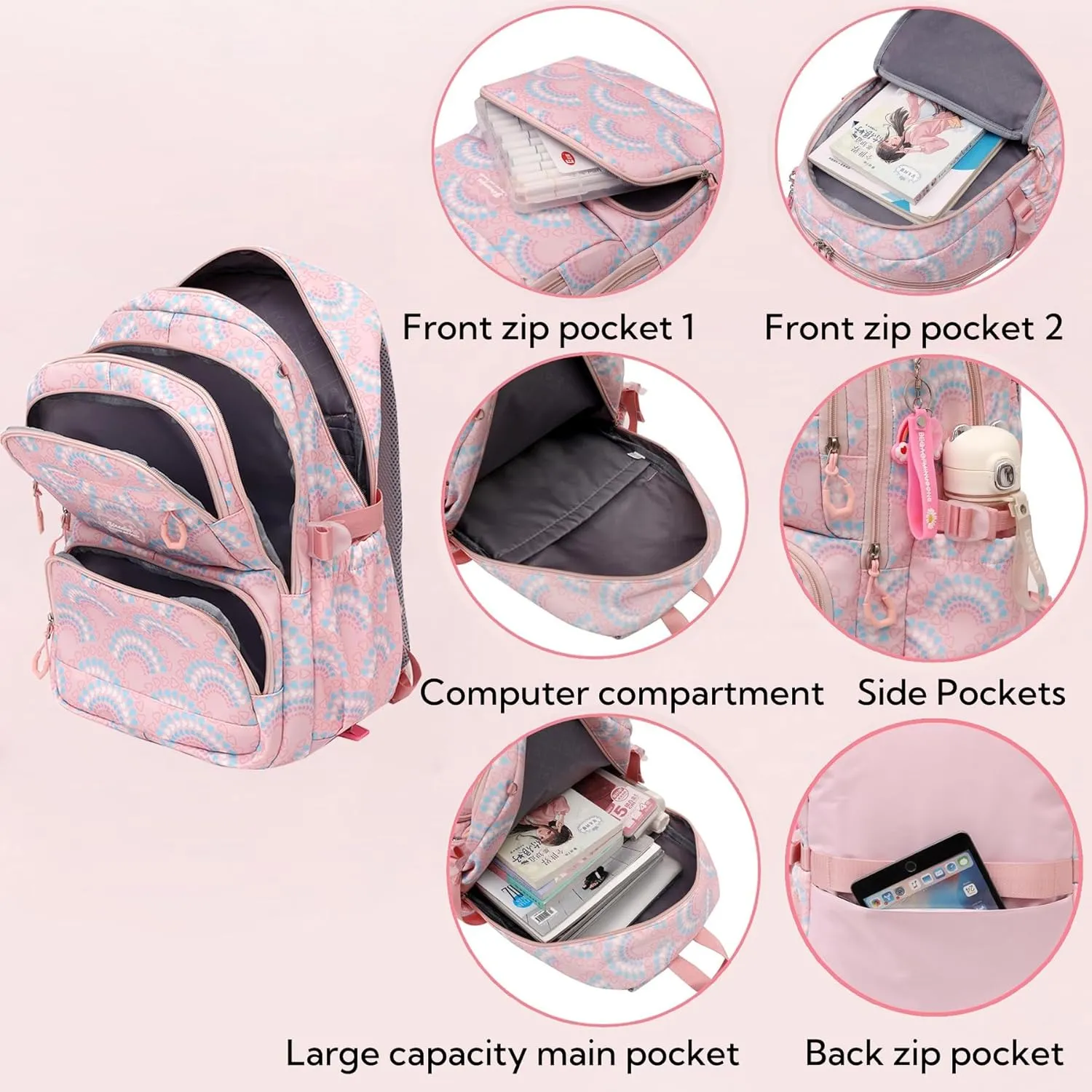 Kids Girls Backpack with Lunch Box Backpack for School Girls Backpack Lunch Box Combo