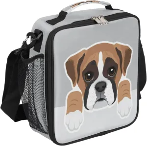 Kids Lunch Box for Boys Girls Lunch Bag Cute Boxer Dog Kids Lunch Bags Insulated Meal Tote with Adjustable Shoulder Strap for School Picnic