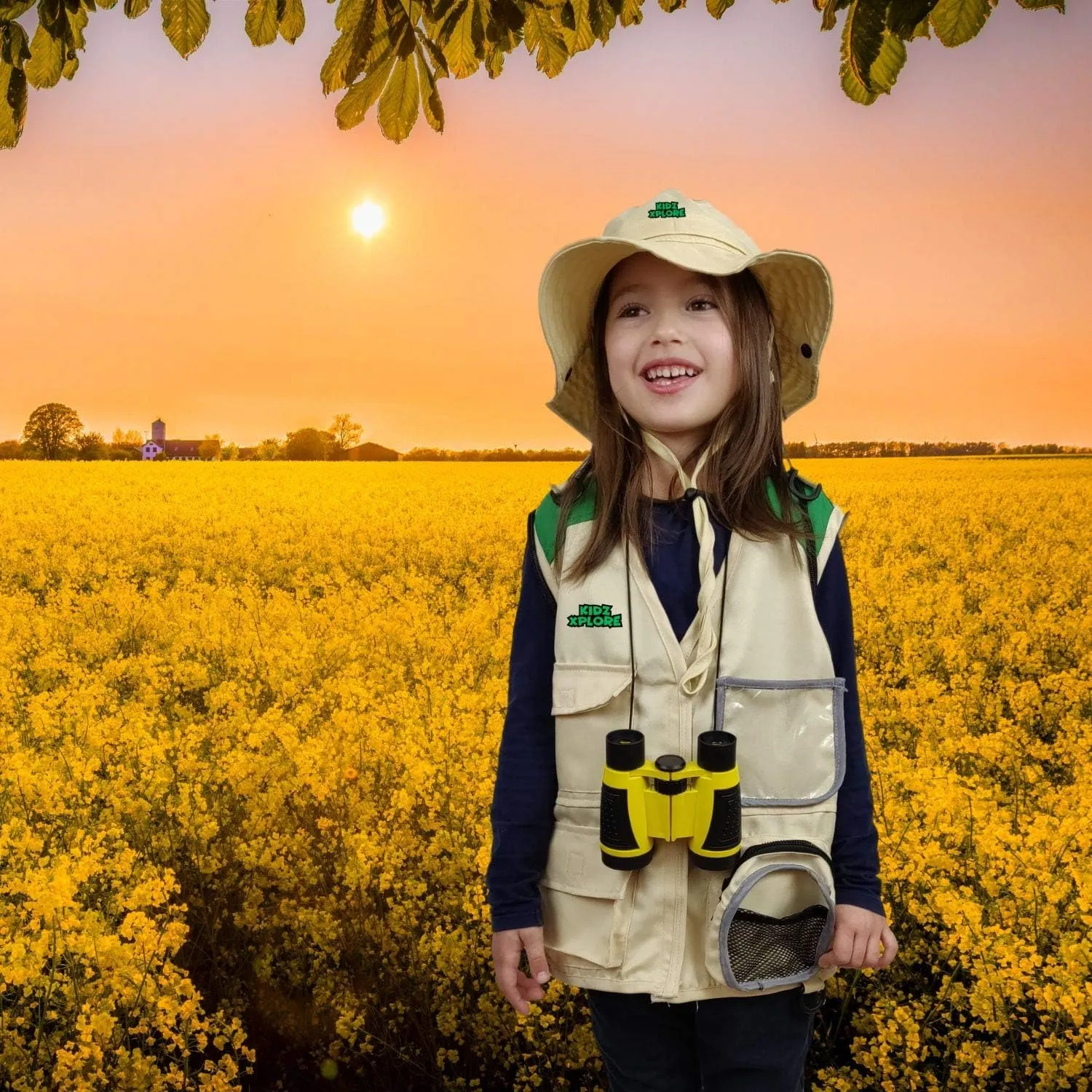 Kidz Xplore Outdoor Adventure Kit for Young Kids - Cargo Vest and Hat Set