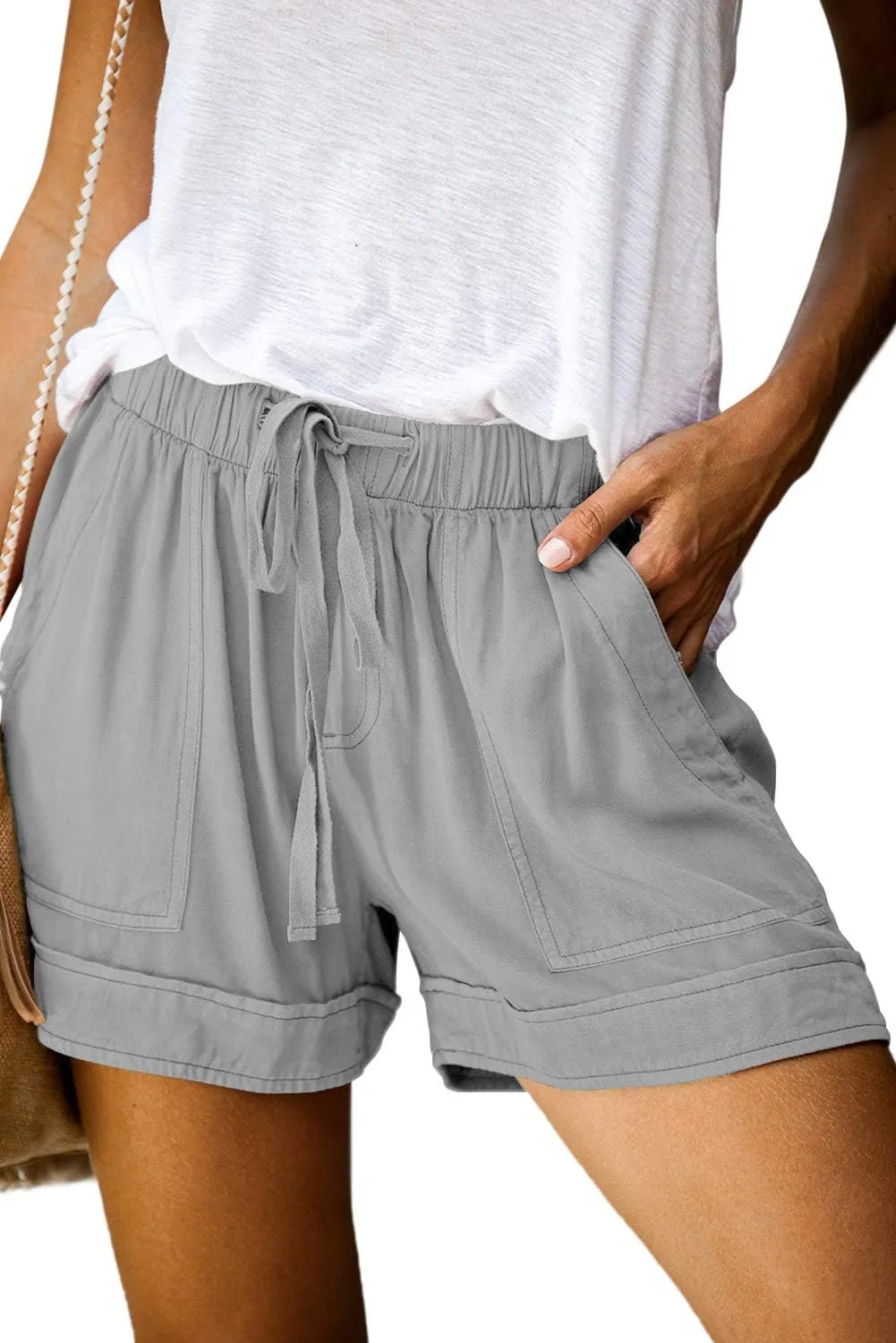 KISSMODA Womens Summer Shorts Leopard/Camo/Solid/Floral Print Elastic Waist Pocketed Casual Pants