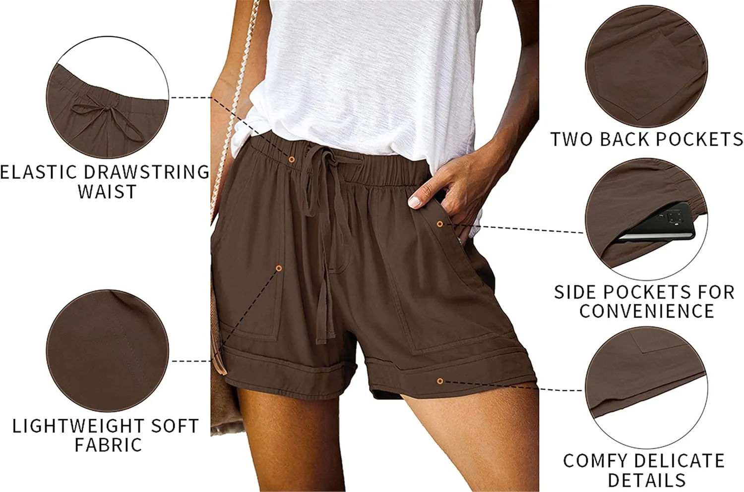 KISSMODA Womens Summer Shorts Leopard/Camo/Solid/Floral Print Elastic Waist Pocketed Casual Pants