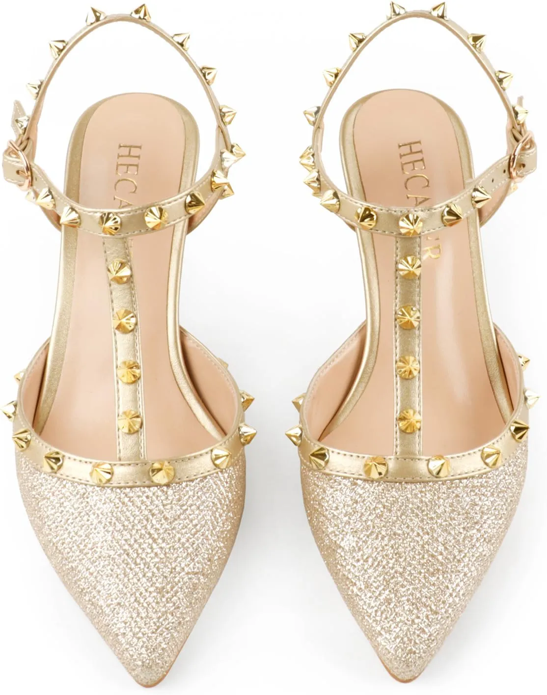 Kitten Heels Strappy Sandals for Women Slingback Pumps Closed Toe Sandals