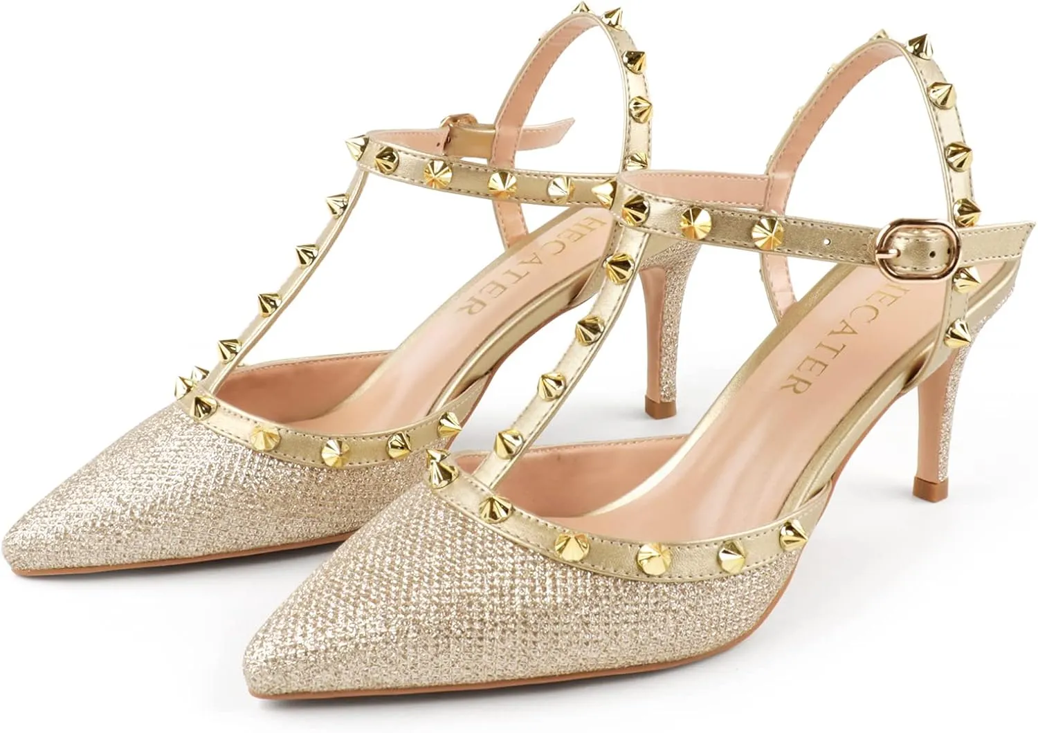 Kitten Heels Strappy Sandals for Women Slingback Pumps Closed Toe Sandals
