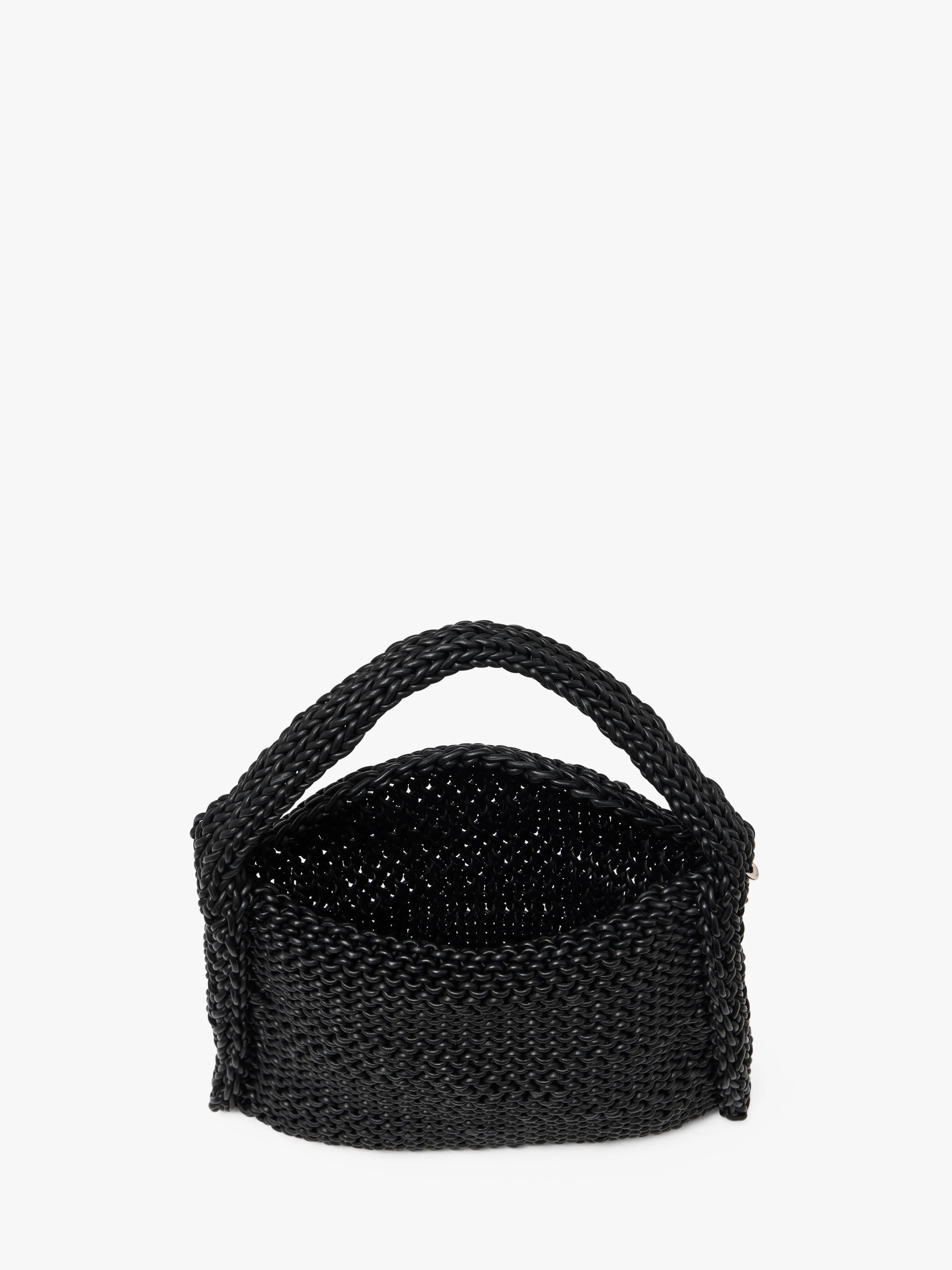 KNITTED HOBO BAG - LEATHER DRAWCORD SHOULDER BAG