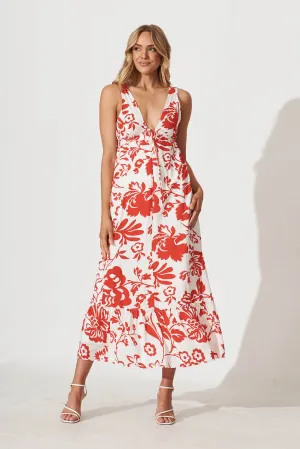 Knowles Maxi Dress In White And Red Print