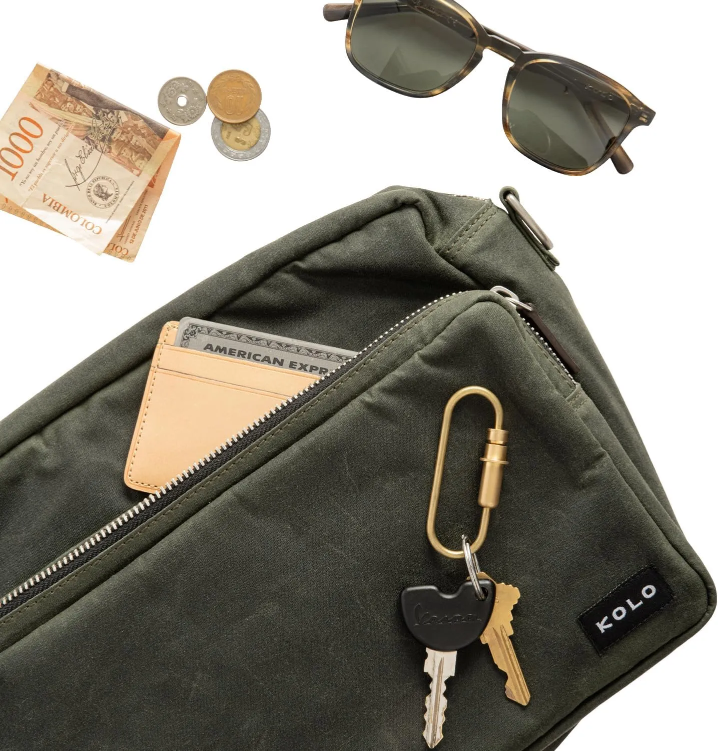 Kolo Harper Cross-Body Shoulder Bag, Organic Wax Cotton Canvas, Large
