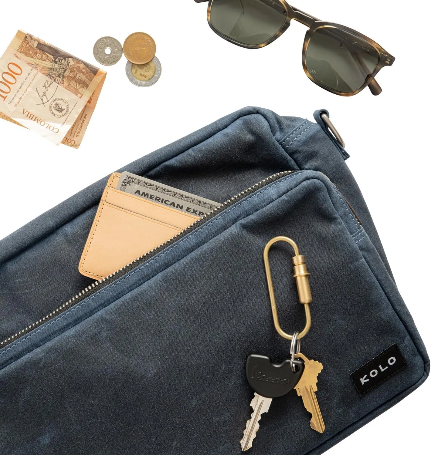 Kolo Harper Cross-Body Shoulder Bag, Organic Wax Cotton Canvas, Large
