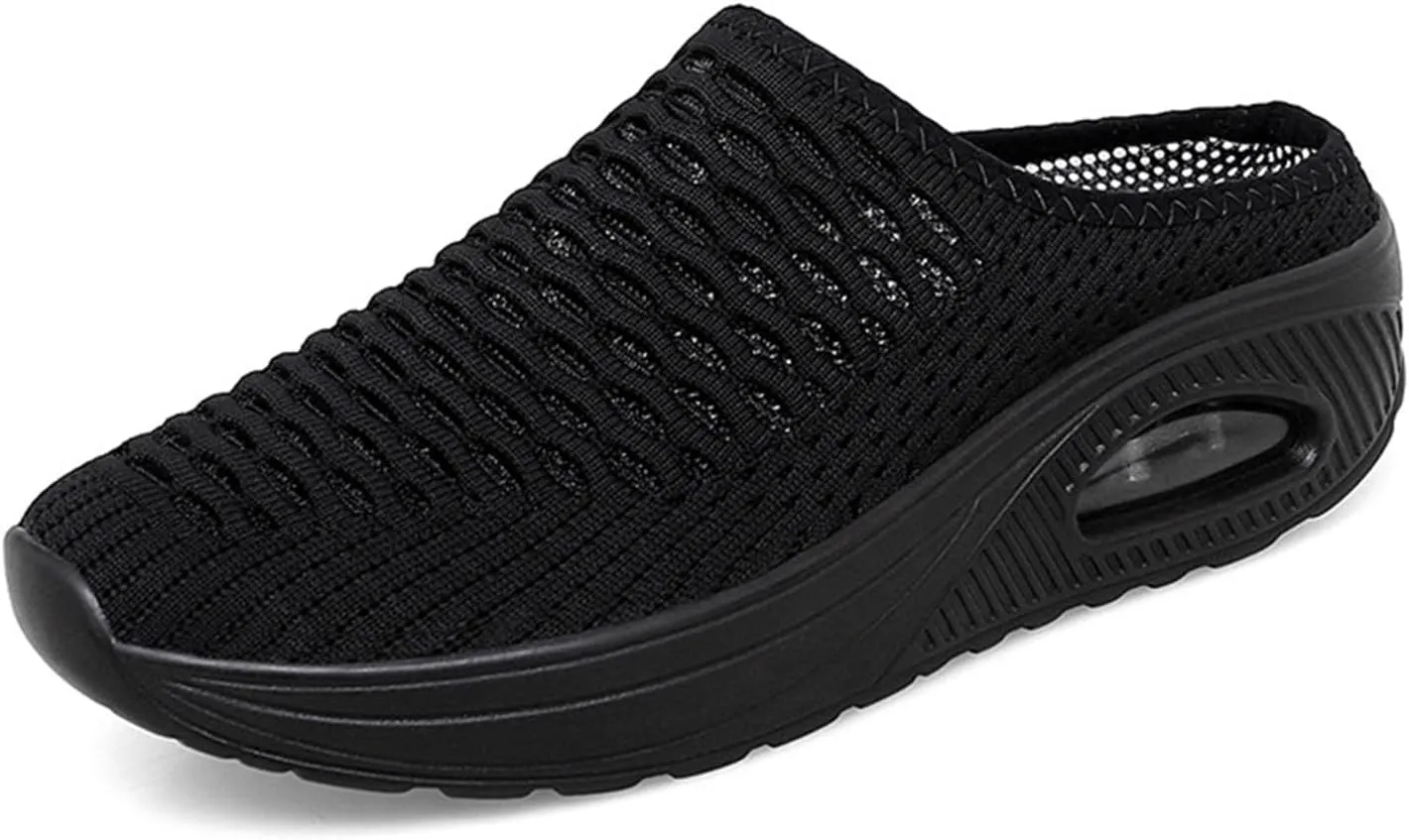 Kubbon Orthopedic Mule Clogs for Women Backless Walking Sneakers Stretch Knitted Platform Closed Round Toe Shoes Slip On Shoes Breathable Slippers with Arch Support