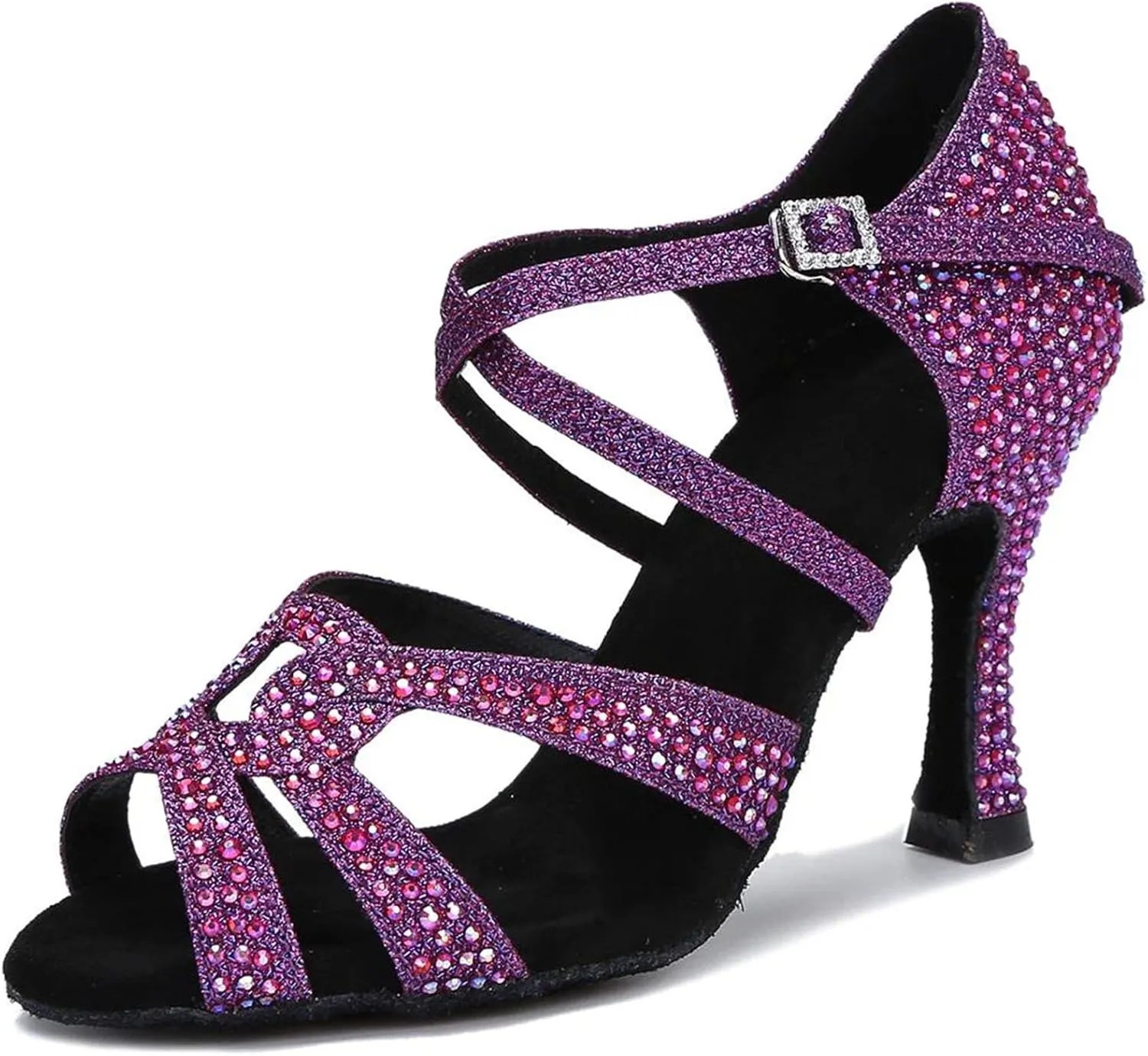 Ladies Crimson Velvet Party Heels - Rhinestone-Embellished Straps for Winter Weddings (7.5CM/2.95")