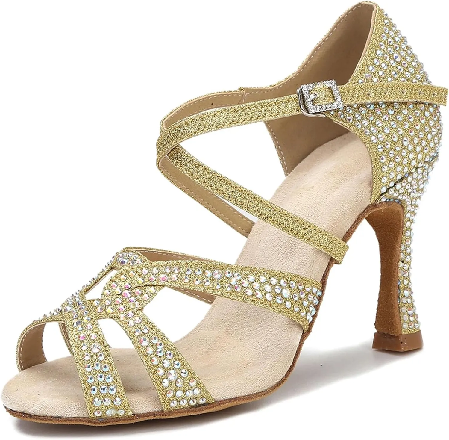 Ladies Crimson Velvet Party Heels - Rhinestone-Embellished Straps for Winter Weddings (7.5CM/2.95")
