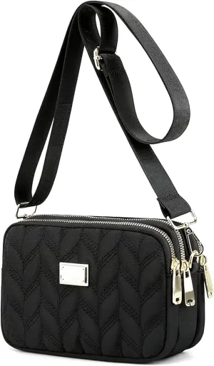 Ladies Girls Crossbody Bag Multi-Pocket Shoulder Bag Waterproof Nylon Handbag Small Cellphone Purse Wallet for Women