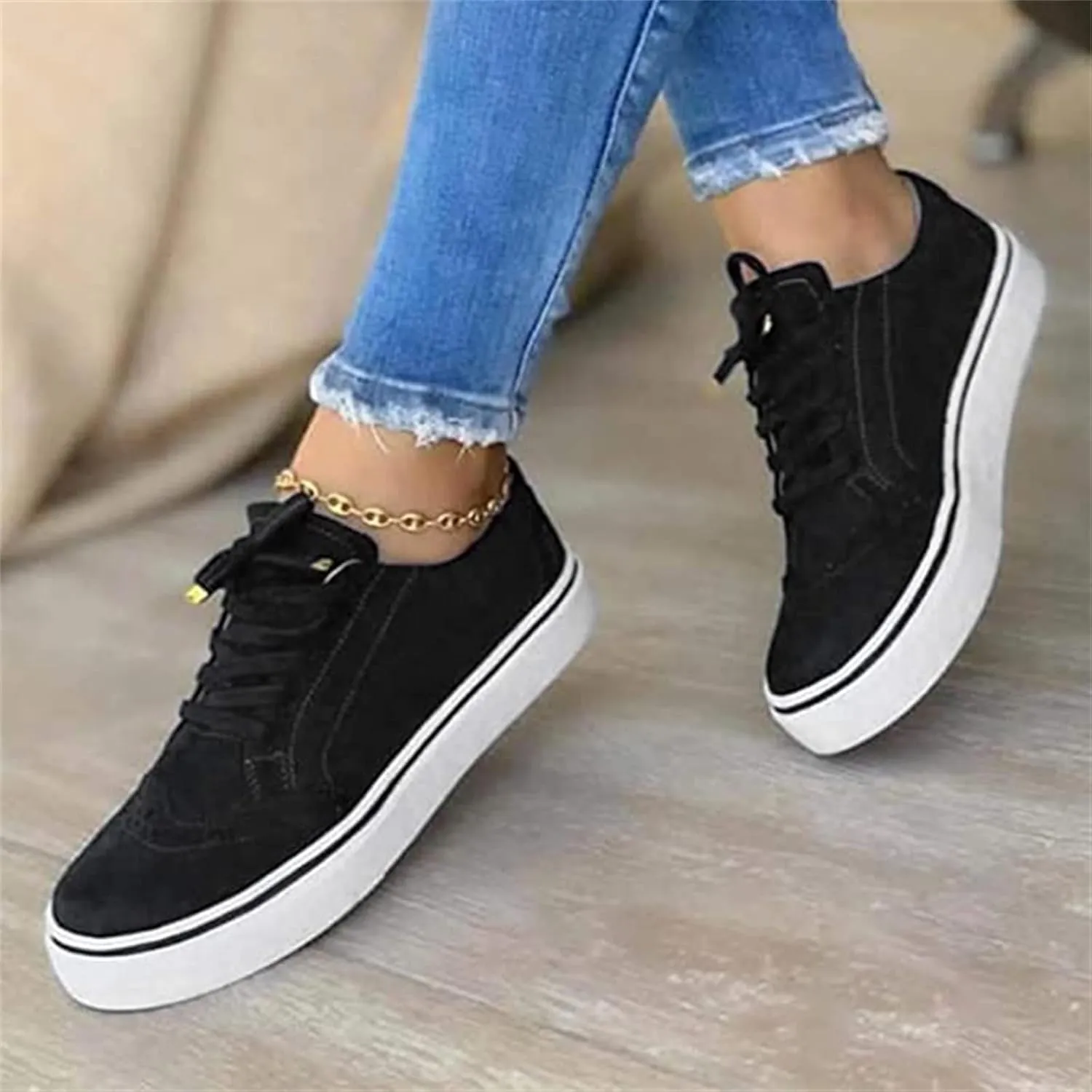 Ladmiple Shoes For Women Sneakers Slip Ons Low Cut Casual Summer Walking Canvas Shoes Fashion Platform Flats Loafers