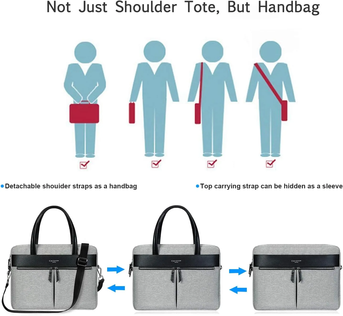 Laptop Tote Bag, Women Waterproof Laptop Bag Briefcase RFID Blocking Ultrathin Nylon Business Ladies Work Handbag Shoulder Messenger Carrying Bag for 14 15 inch MacBook Ultrabook, Grey