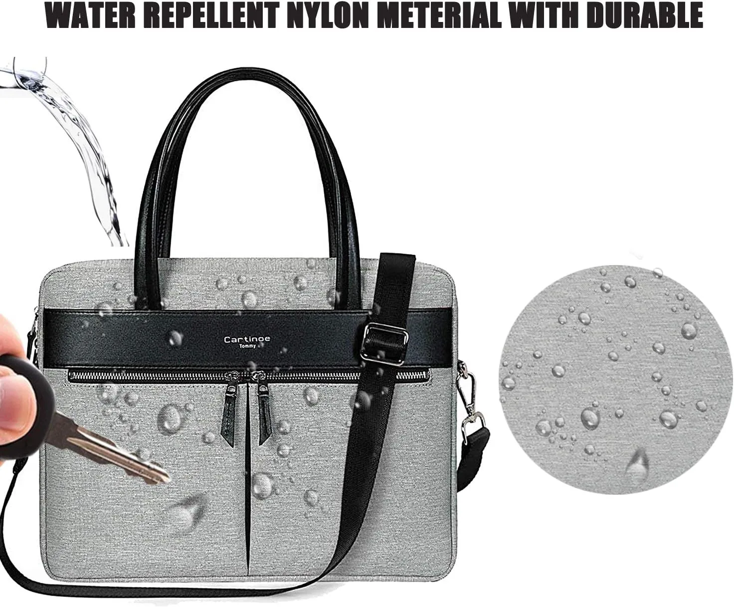 Laptop Tote Bag, Women Waterproof Laptop Bag Briefcase RFID Blocking Ultrathin Nylon Business Ladies Work Handbag Shoulder Messenger Carrying Bag for 14 15 inch MacBook Ultrabook, Grey
