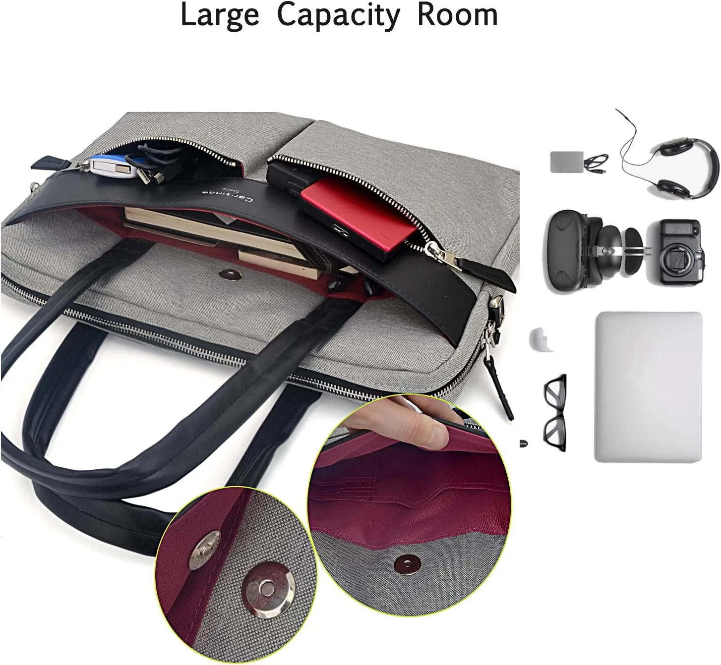 Laptop Tote Bag, Women Waterproof Laptop Bag Briefcase RFID Blocking Ultrathin Nylon Business Ladies Work Handbag Shoulder Messenger Carrying Bag for 14 15 inch MacBook Ultrabook, Grey